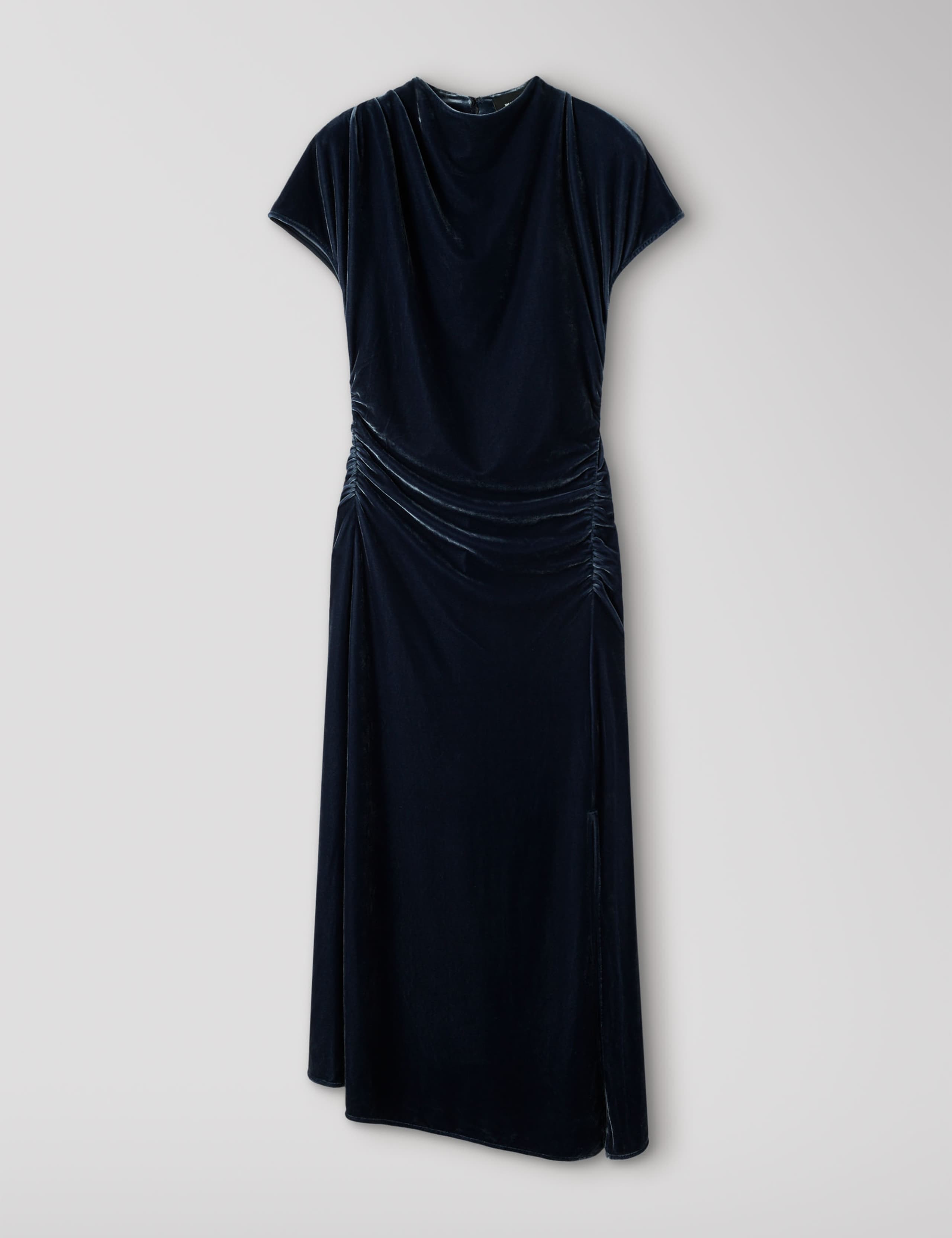 Velvet Ruched Midi Bodycon Dress 2 of 6