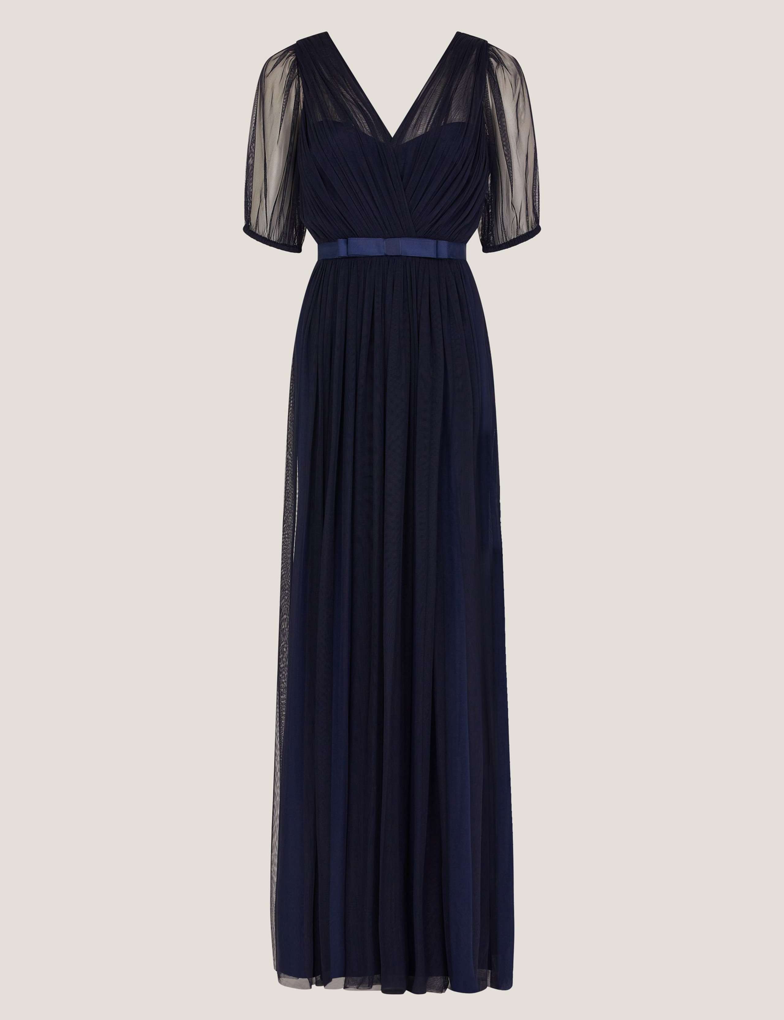 Mesh V-Neck Sheer Sleeve Maxi Skater Dress 2 of 5