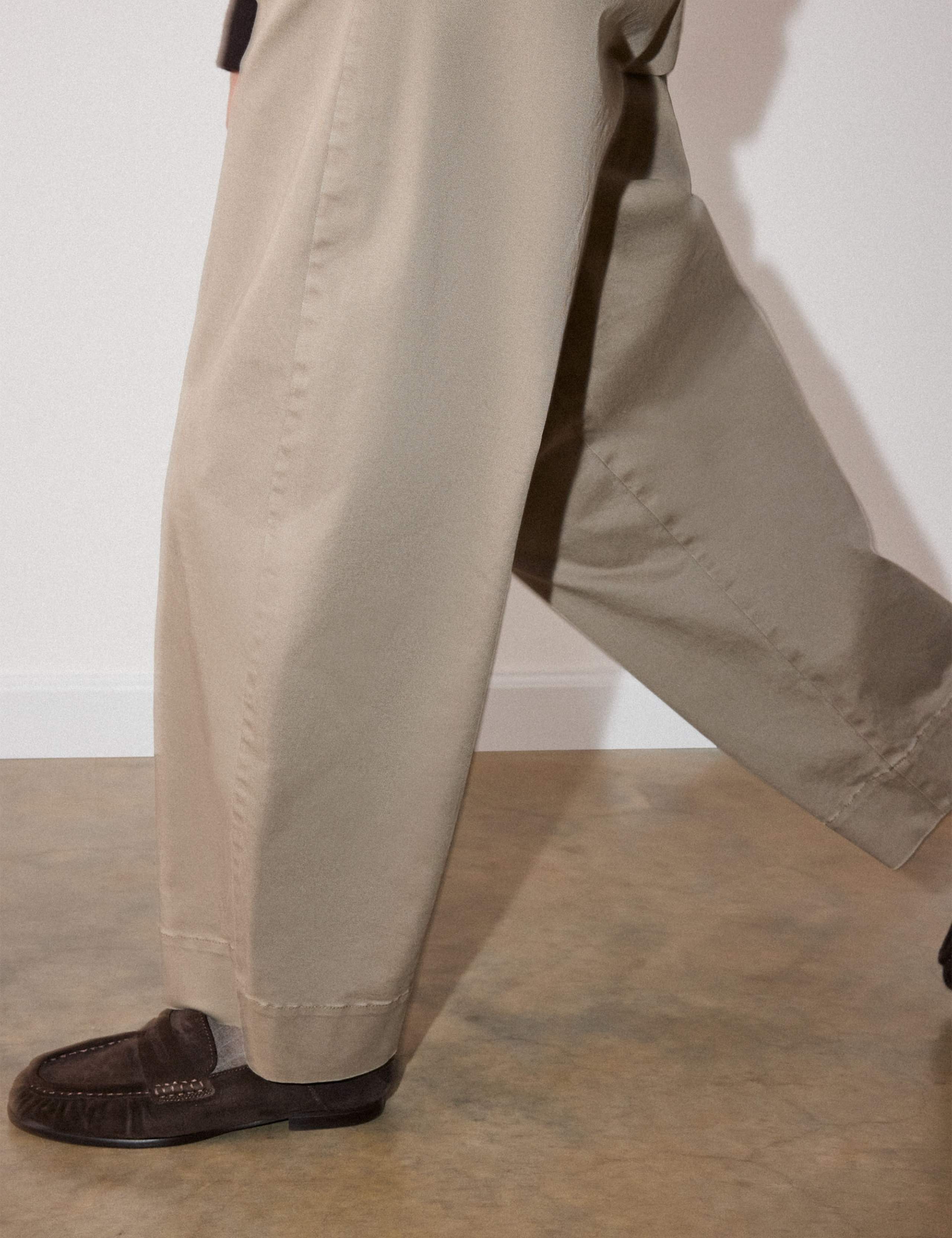 Cotton Rich Barrel Leg Ankle Grazer Trousers 3 of 5