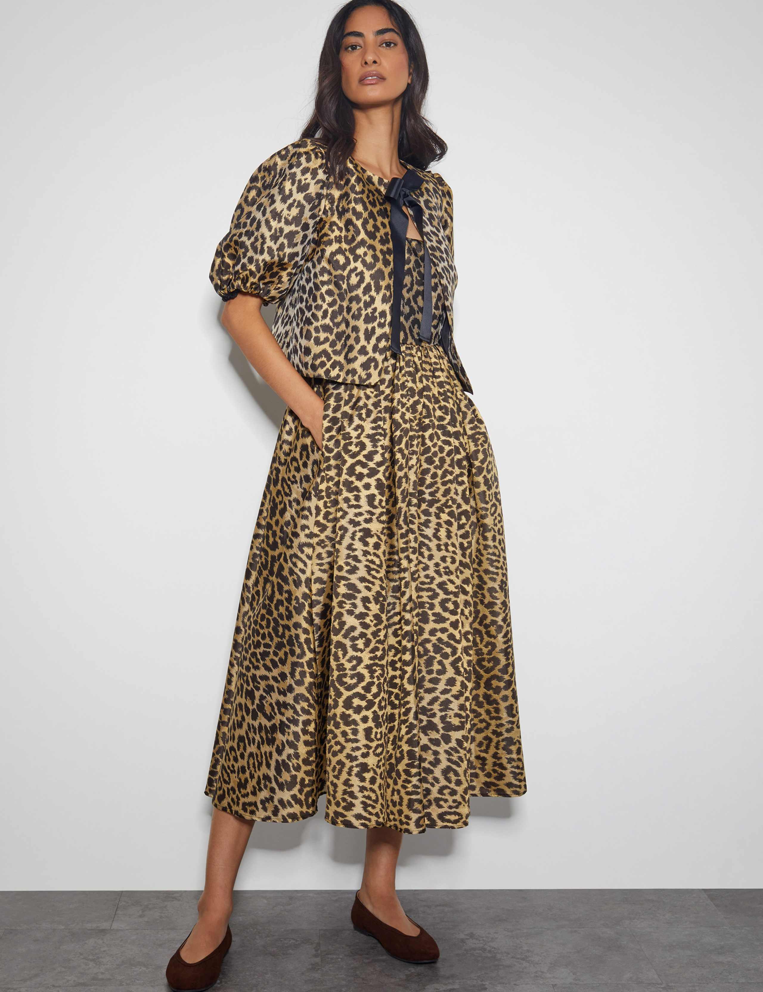 Animal Print Midi Waisted Dress 3 of 5