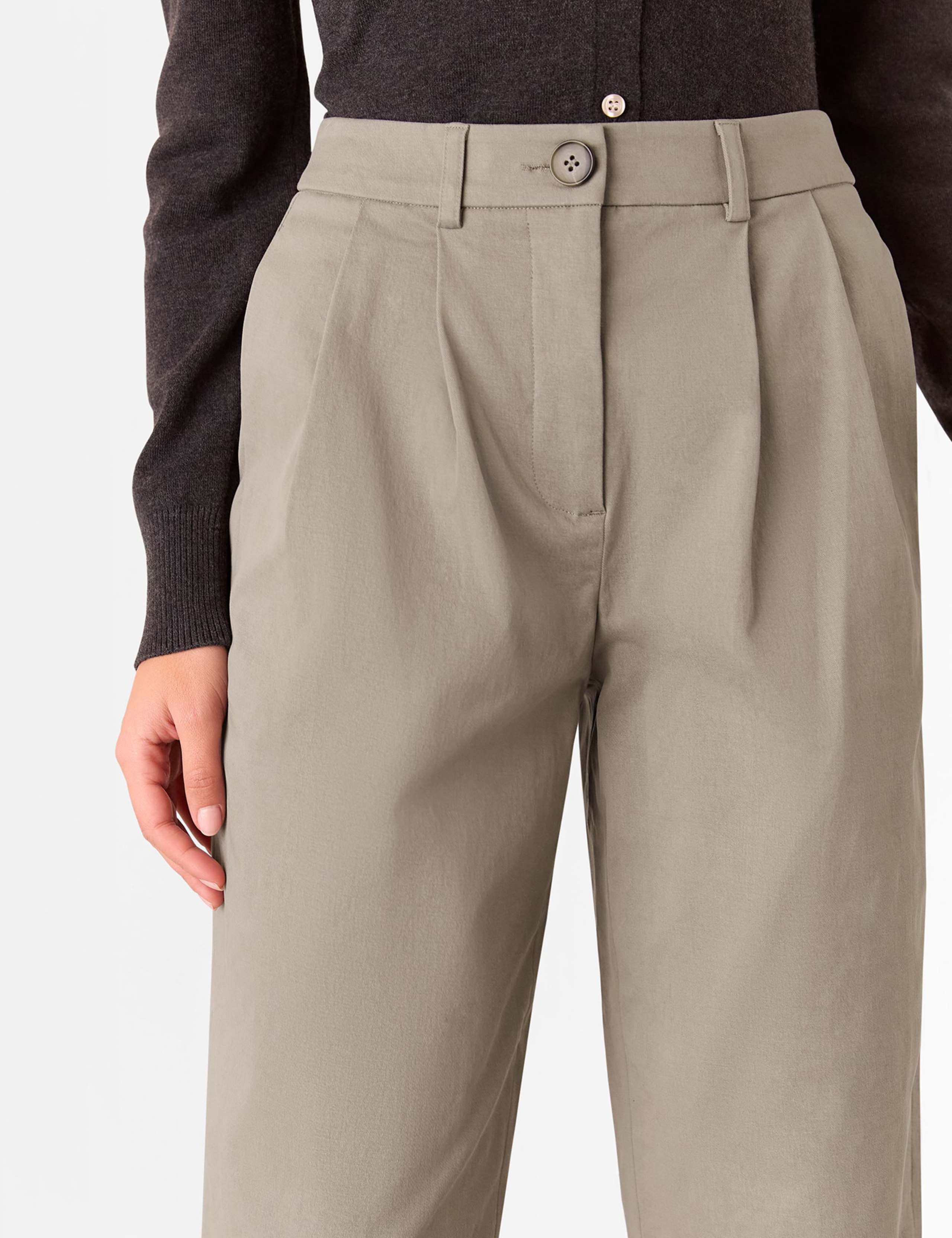 Lyocell Rich Barrel Leg Ankle Grazer Trousers 3 of 4