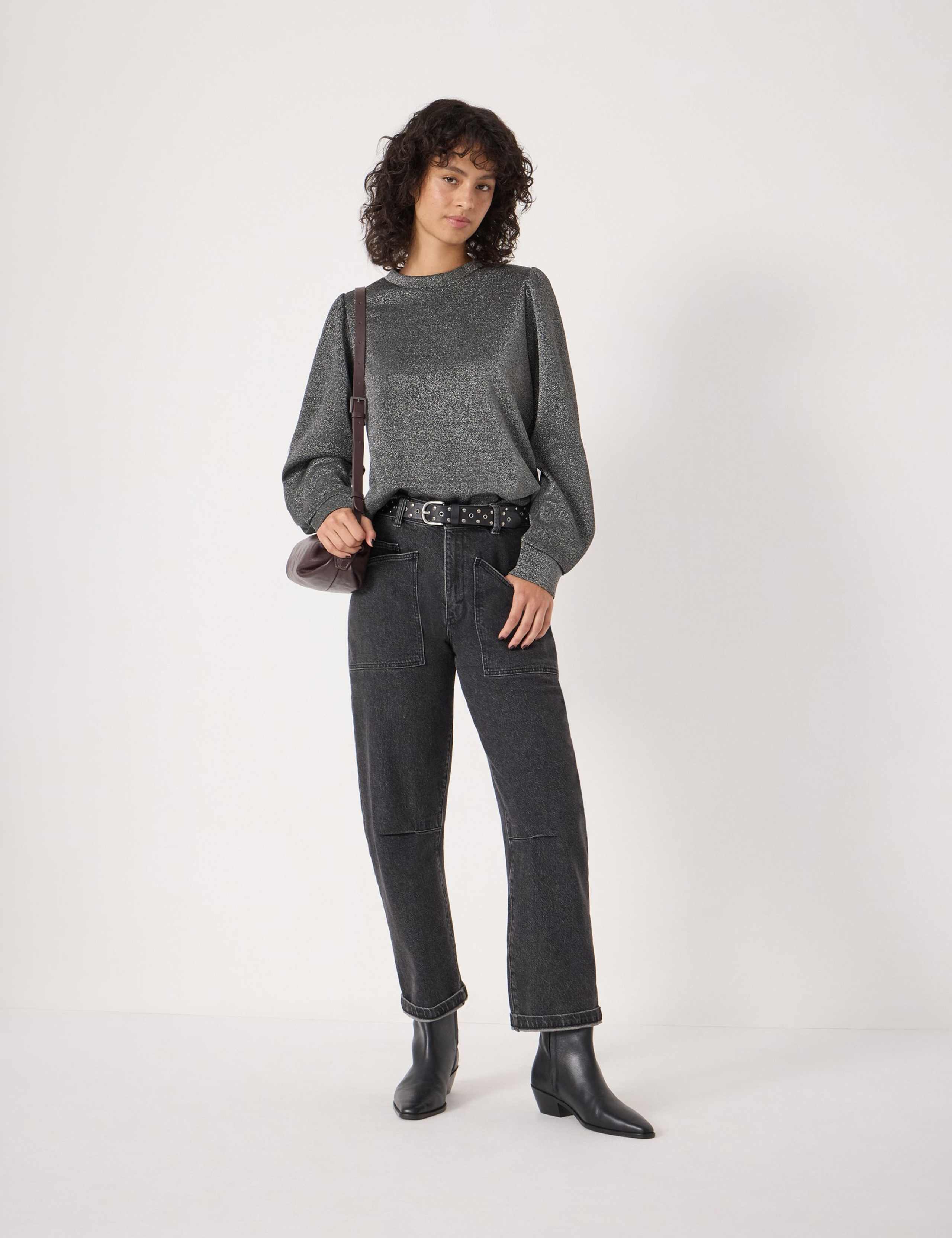 Jersey Metallic Puff Sleeve Top 3 of 6