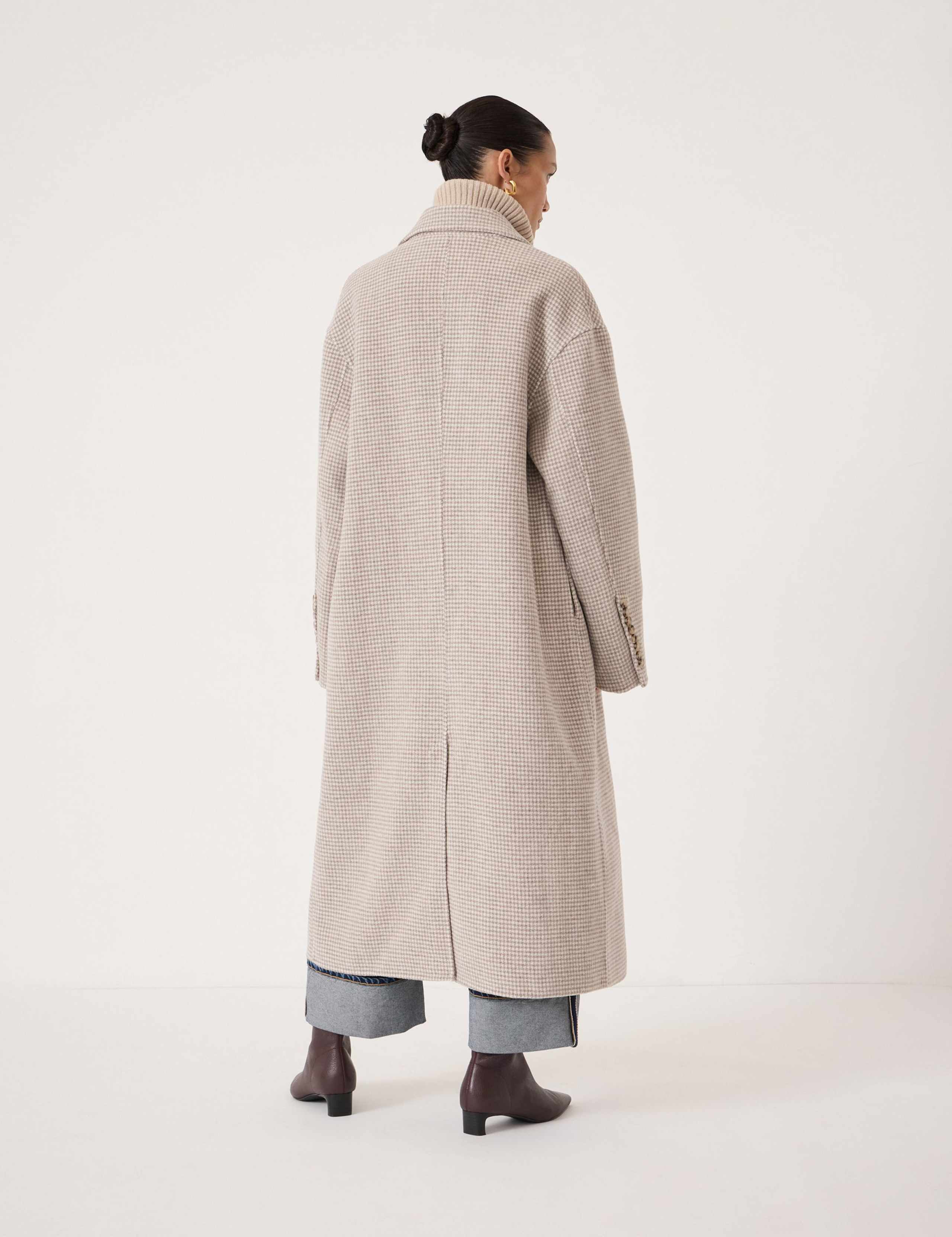 Wool Rich Checked Double Faced Longline Coat 3 of 5