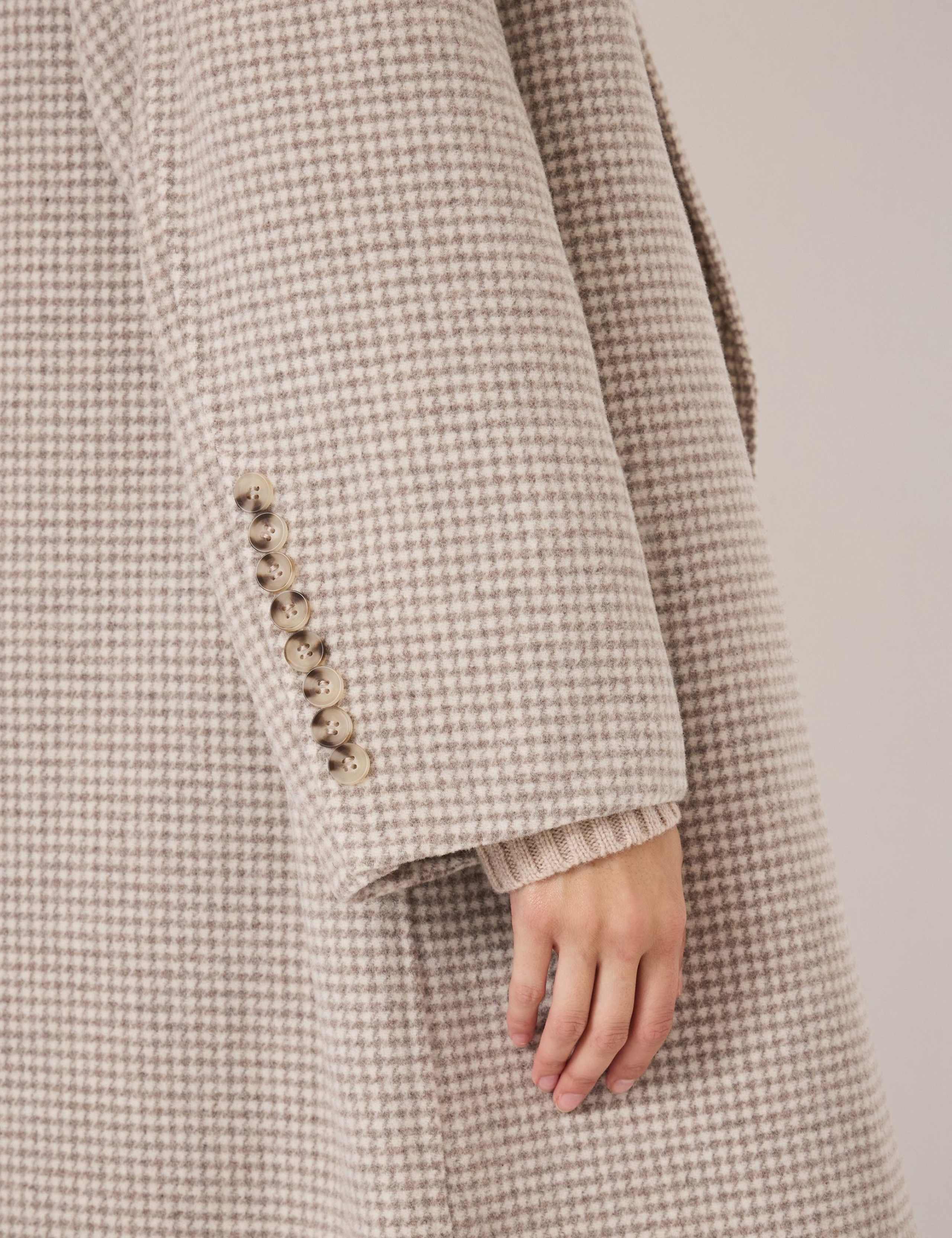 Wool Rich Checked Double Faced Longline Coat 5 of 5