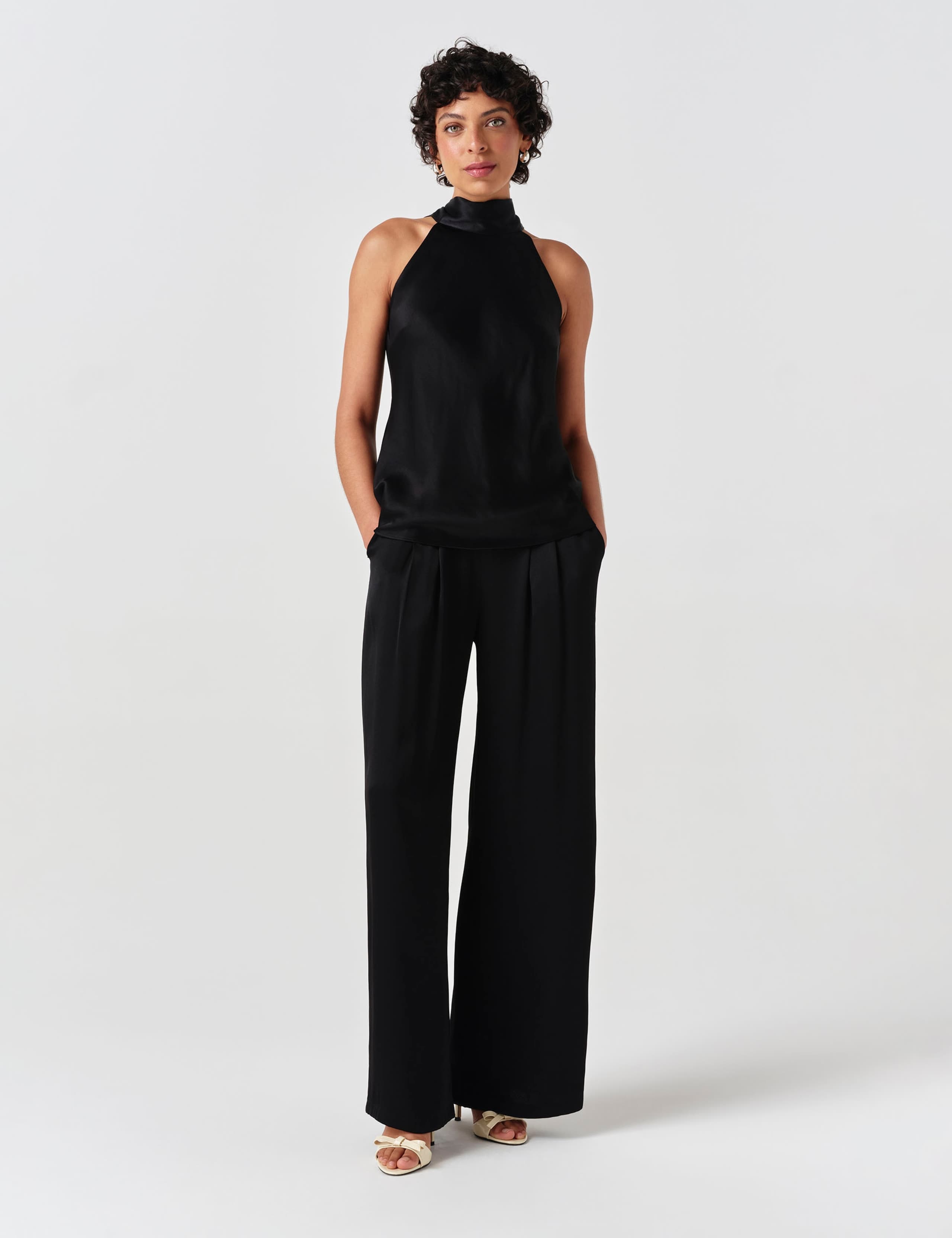 Satin Pleated Wide Leg Trousers 4 of 8