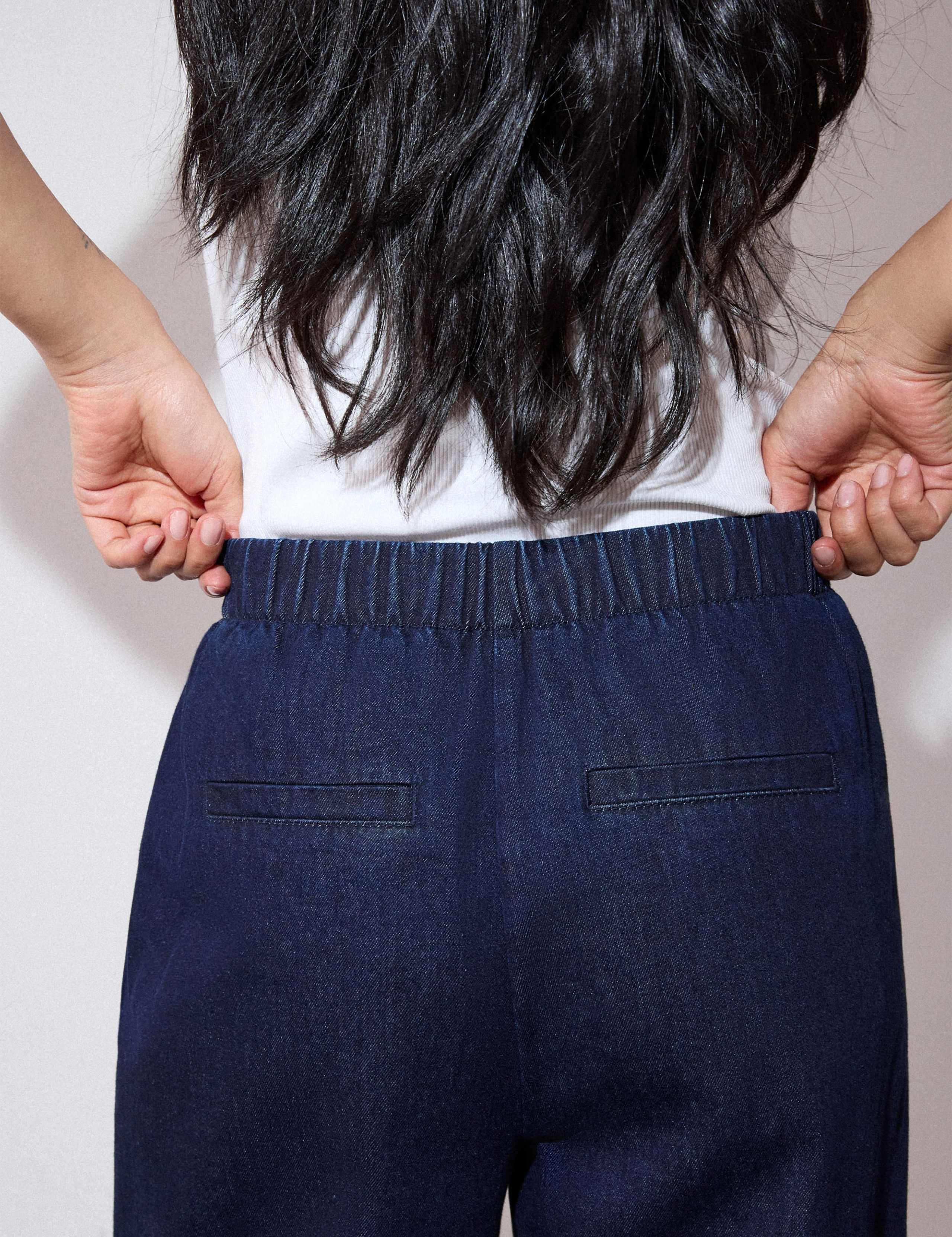 Denim Ankle Grazer Barrel Leg Trousers 3 of 5