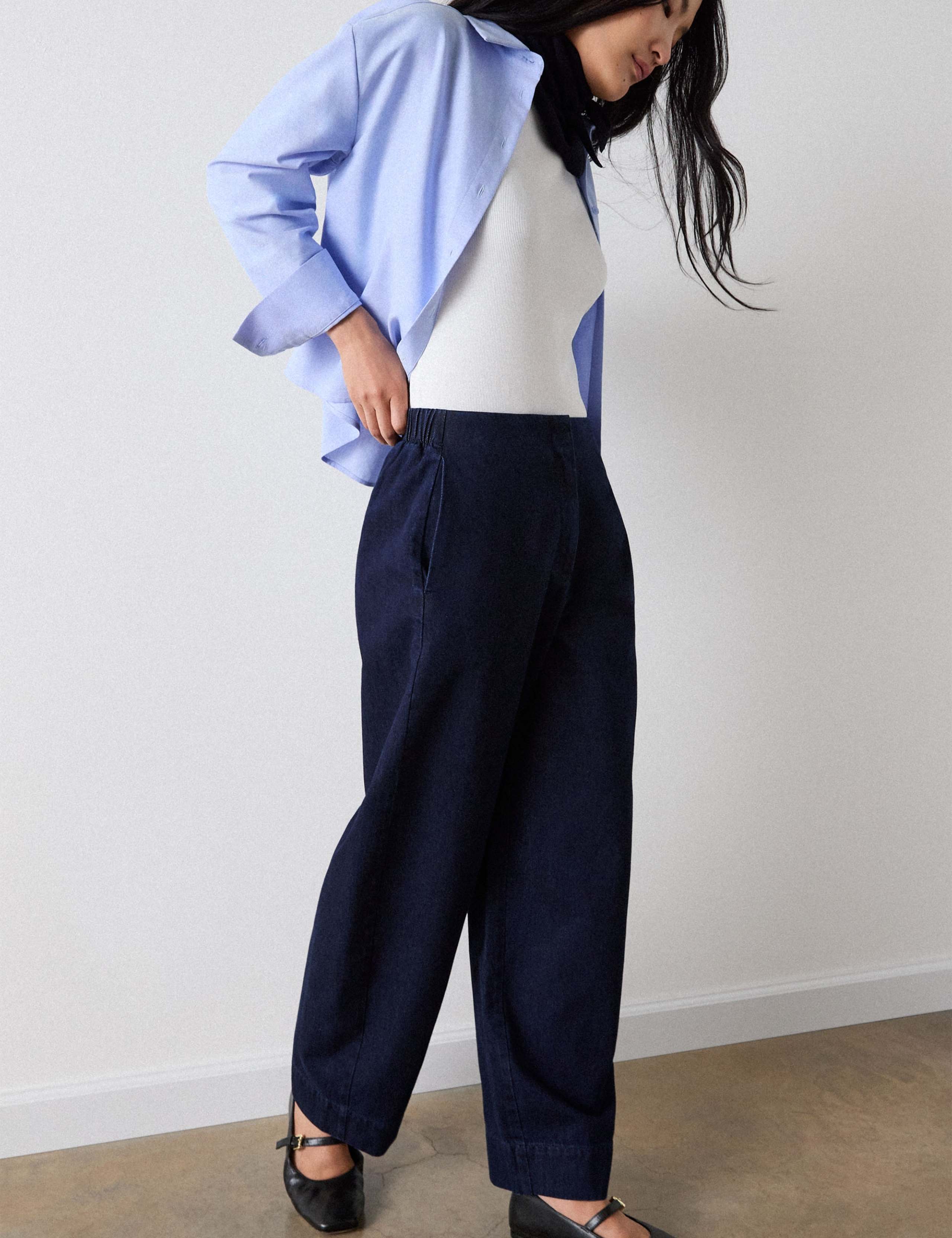 Denim Ankle Grazer Barrel Leg Trousers 4 of 5