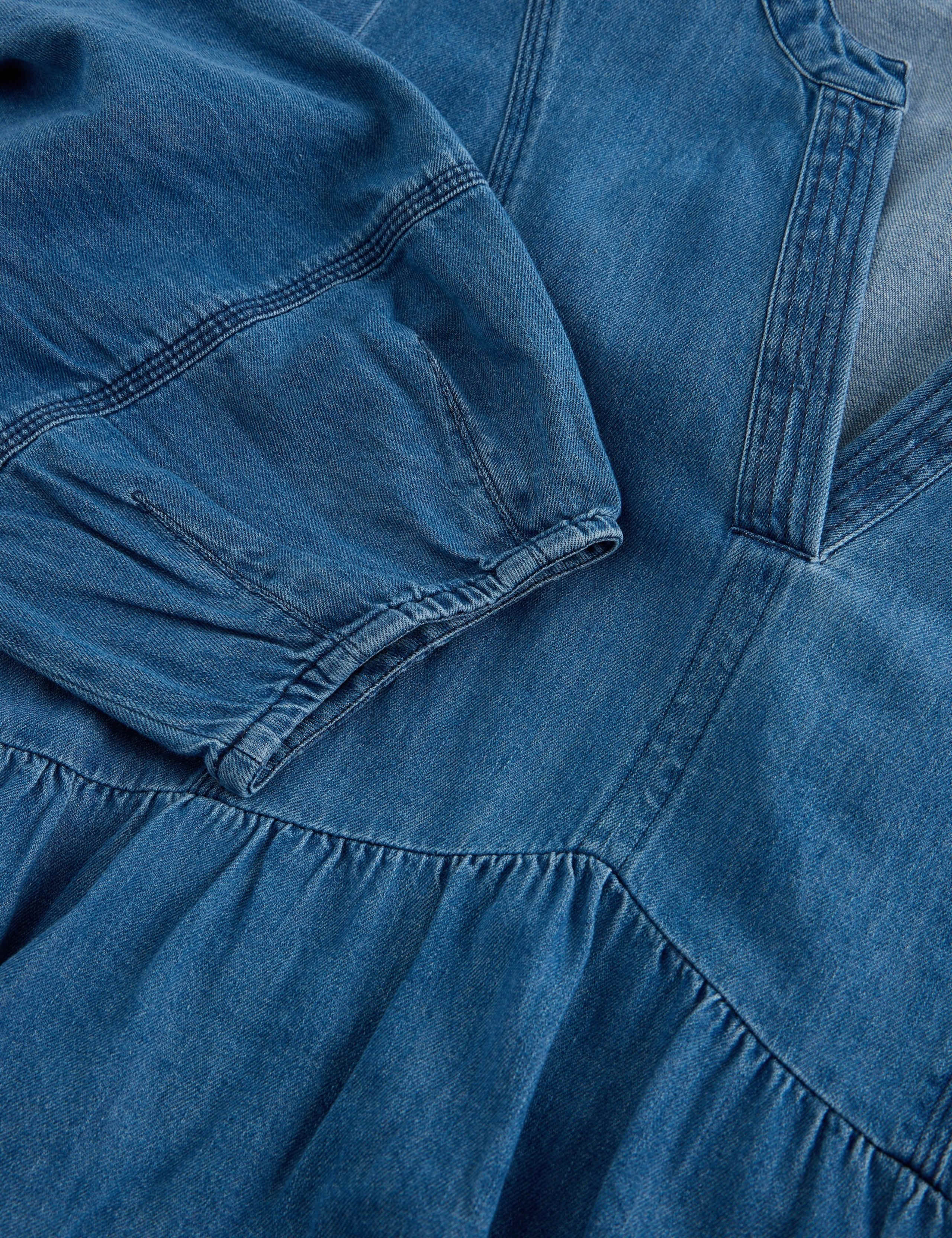 Denim Notch Neck Midi Tea Dress 6 of 6