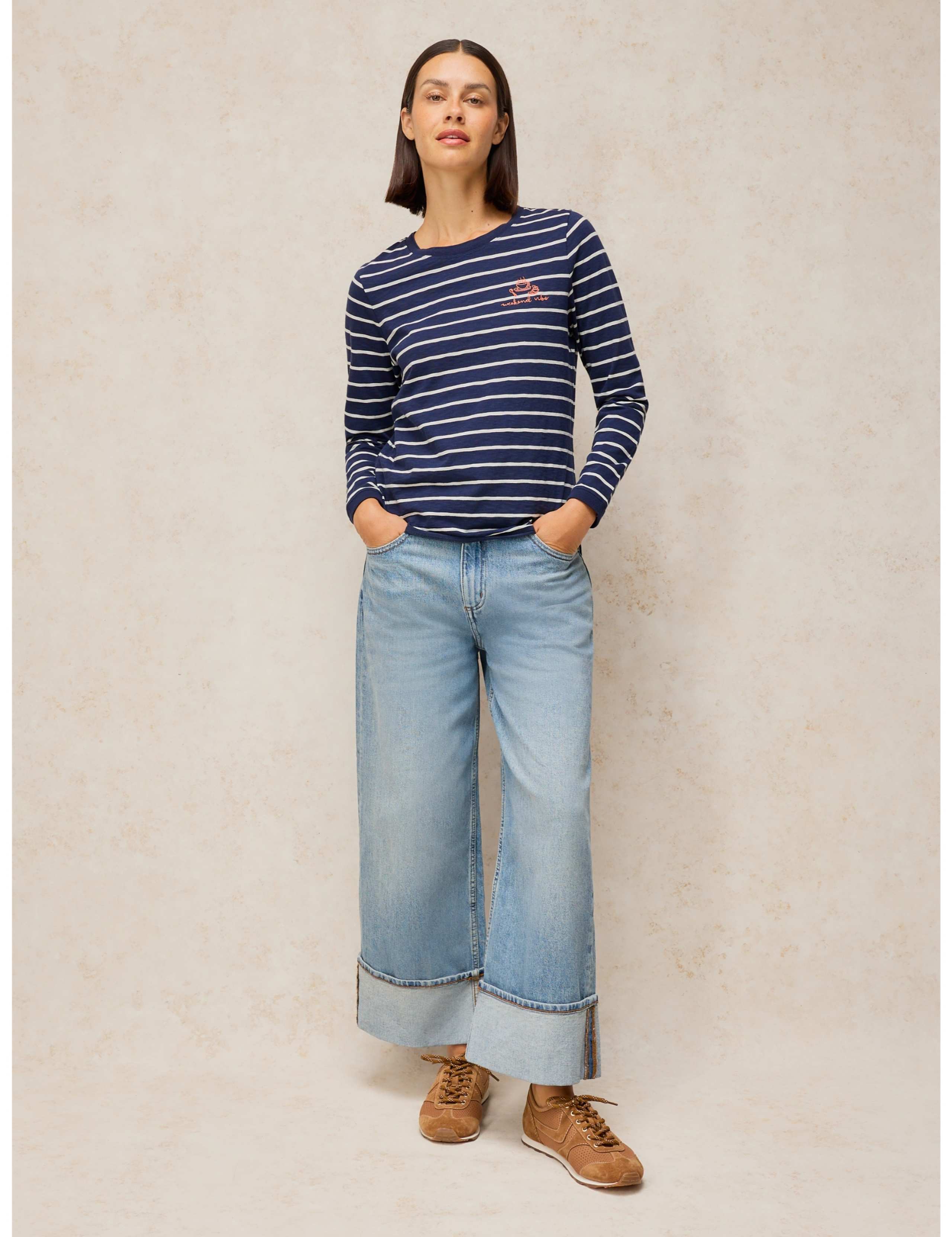 Pure Cotton Striped Slogan T-Shirt 4 of 6