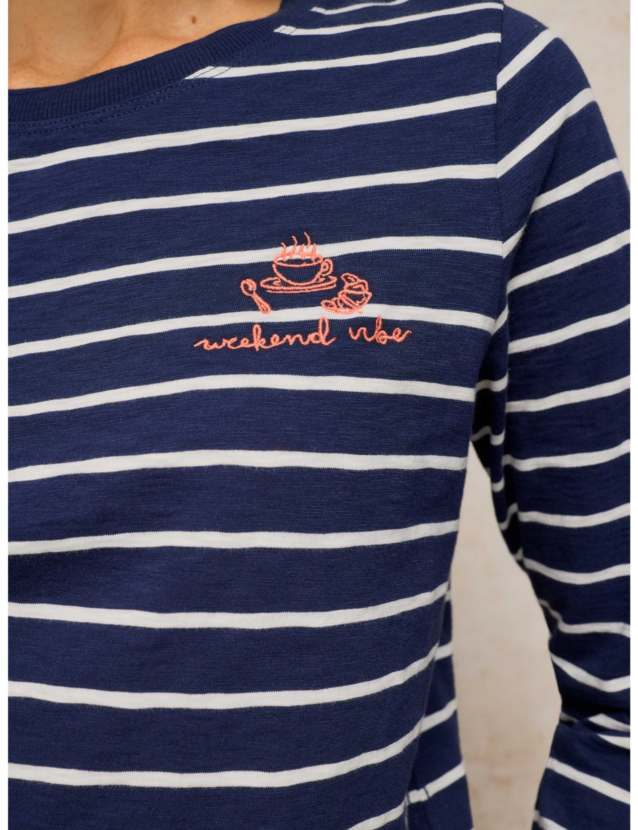 Pure Cotton Striped Slogan T-Shirt 5 of 6
