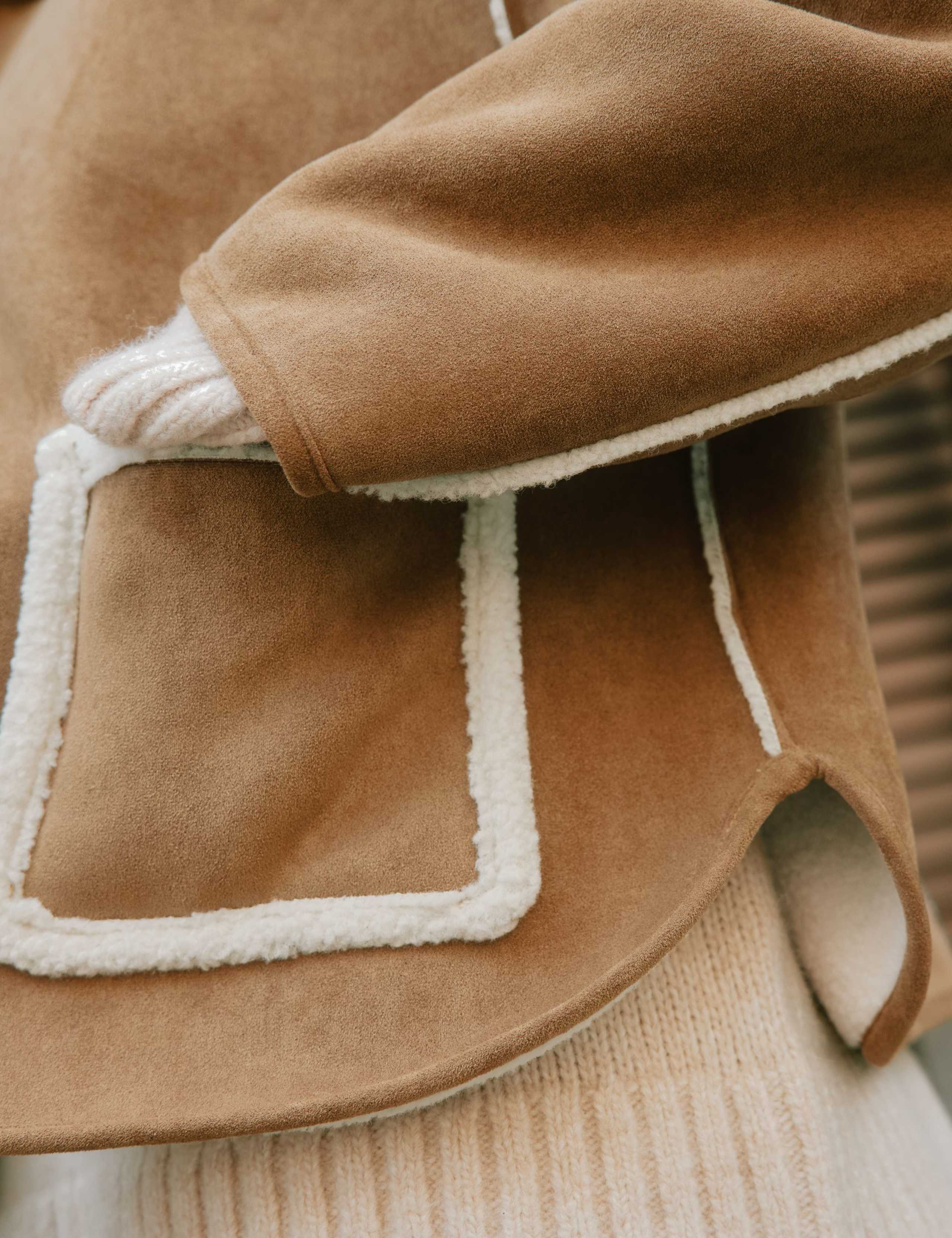 Textured Faux Sheepkin Cropped Aviator Jacket 4 of 4