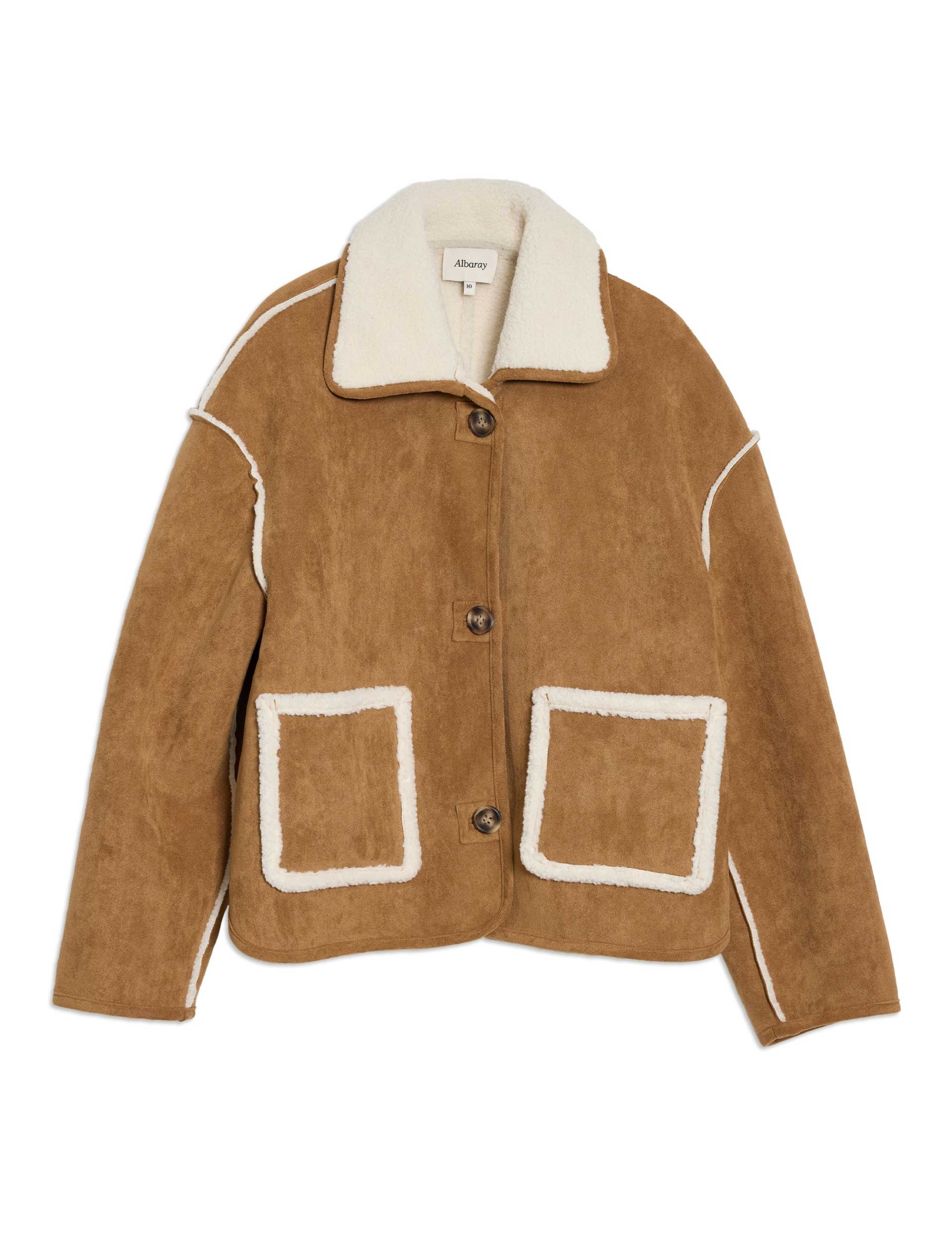 Textured Faux Sheepkin Cropped Aviator Jacket 2 of 4