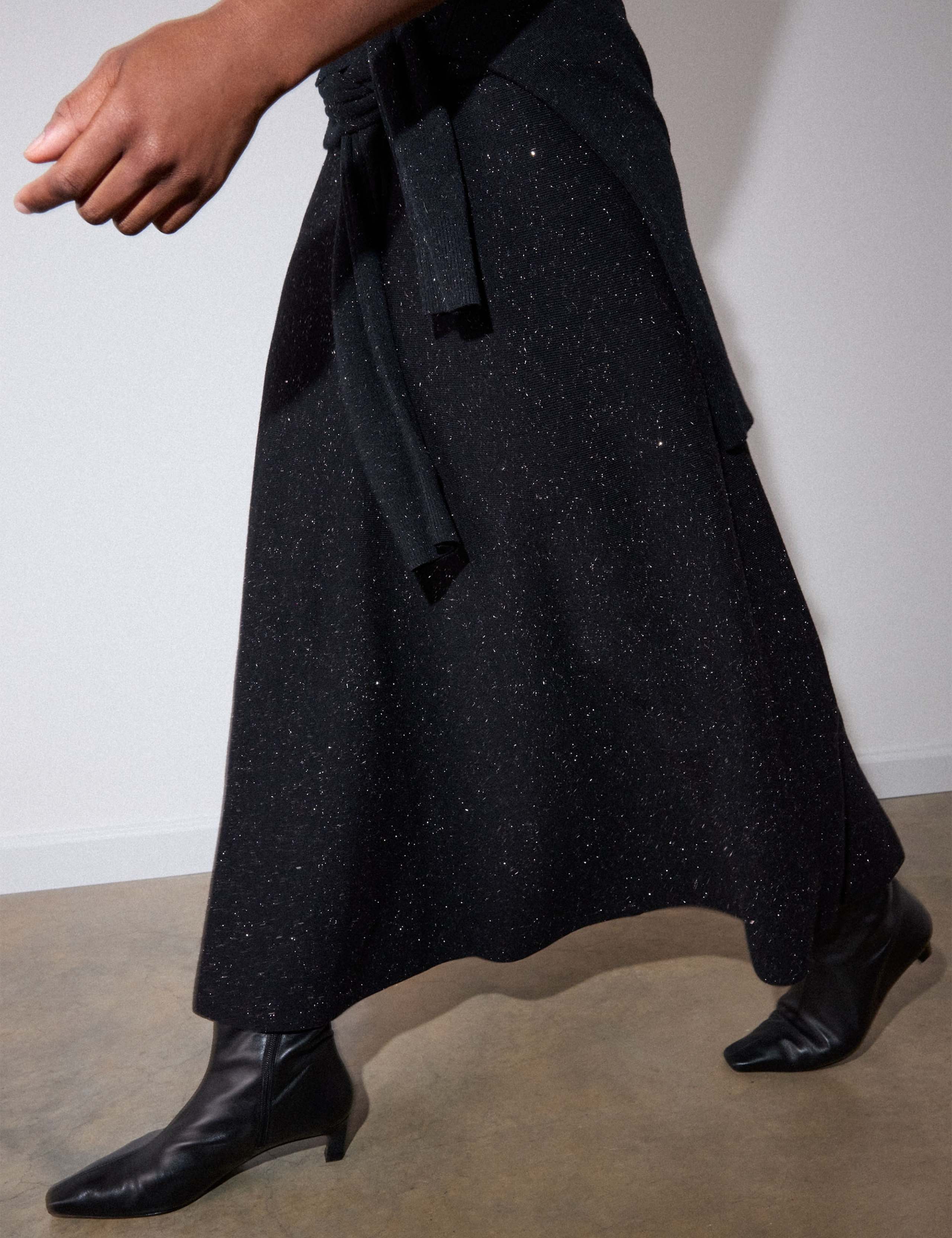 Sparkly Knitted Midi A-Line Skirt 3 of 6