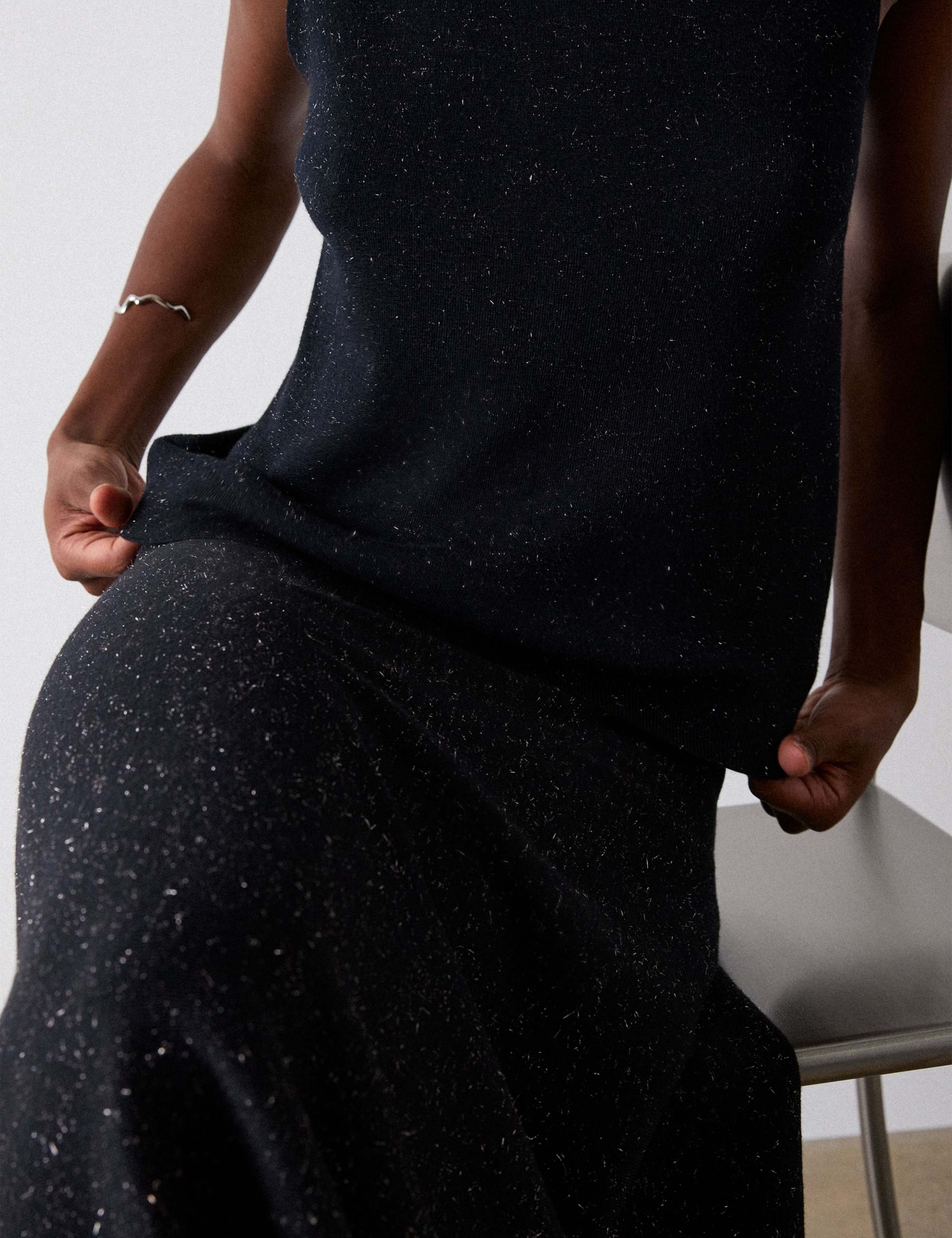 Sparkly Knitted Midi A-Line Skirt 4 of 6