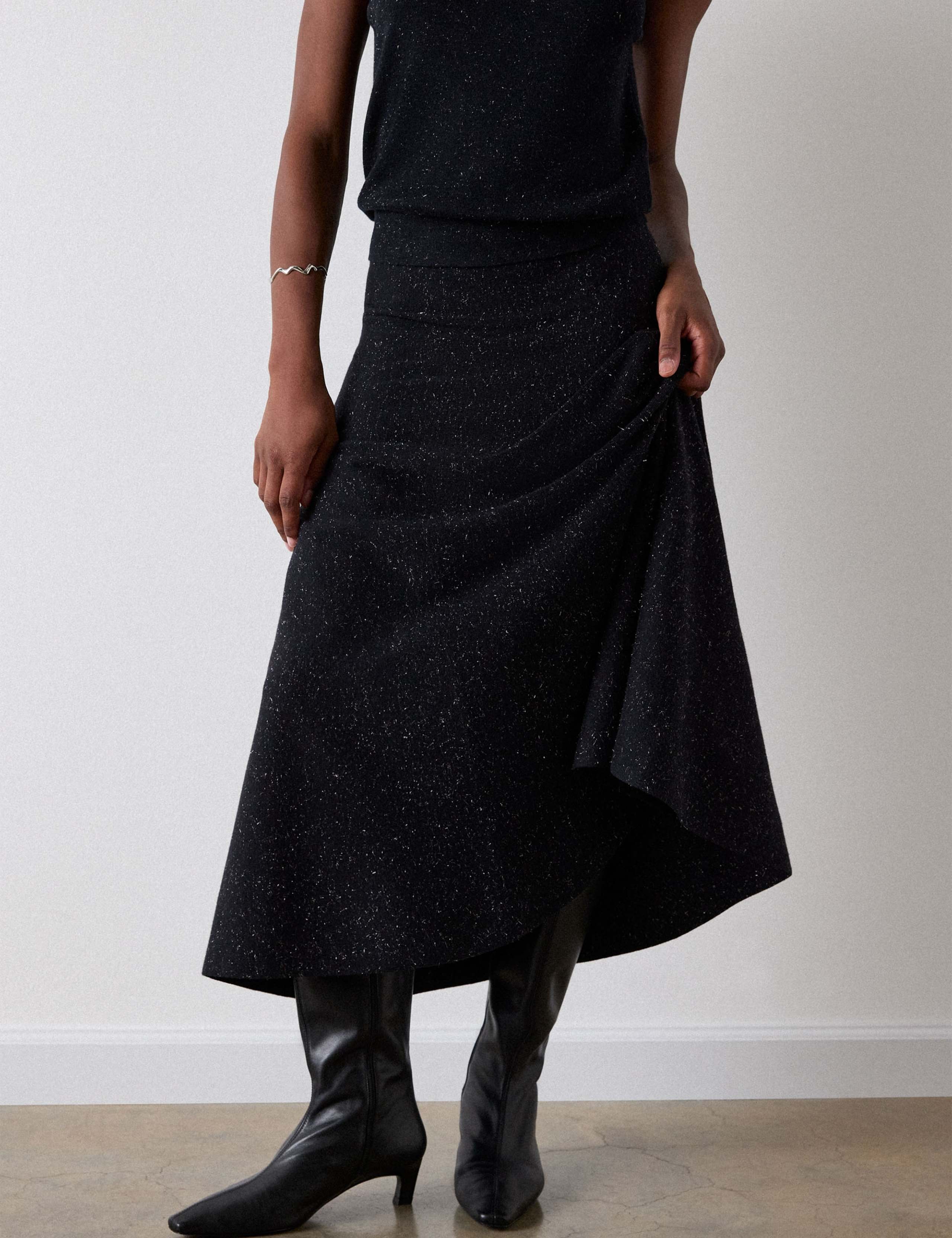 Sparkly Knitted Midi A-Line Skirt 6 of 6