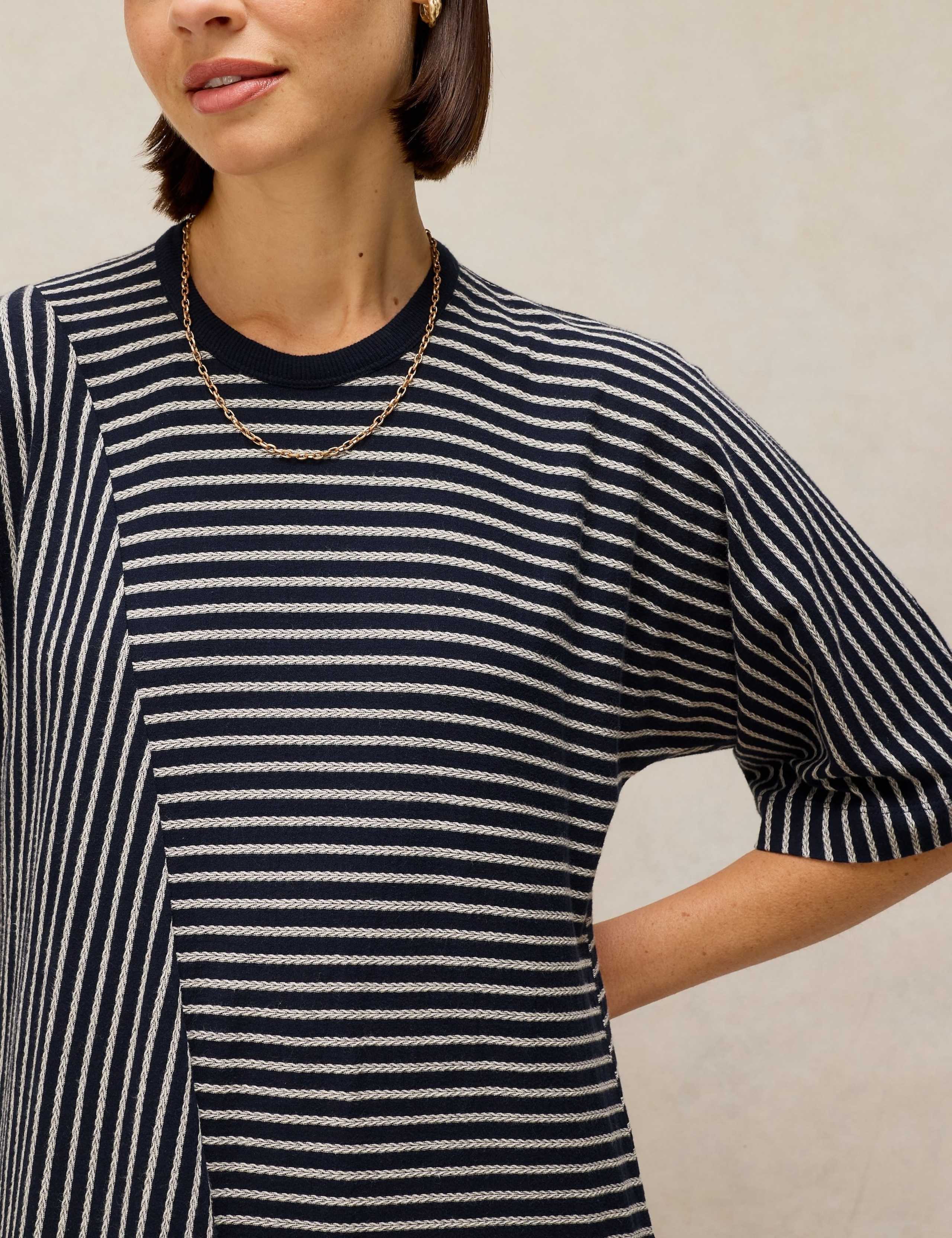 Pure Cotton Jersey Striped Midi T-Shirt Dress 5 of 6