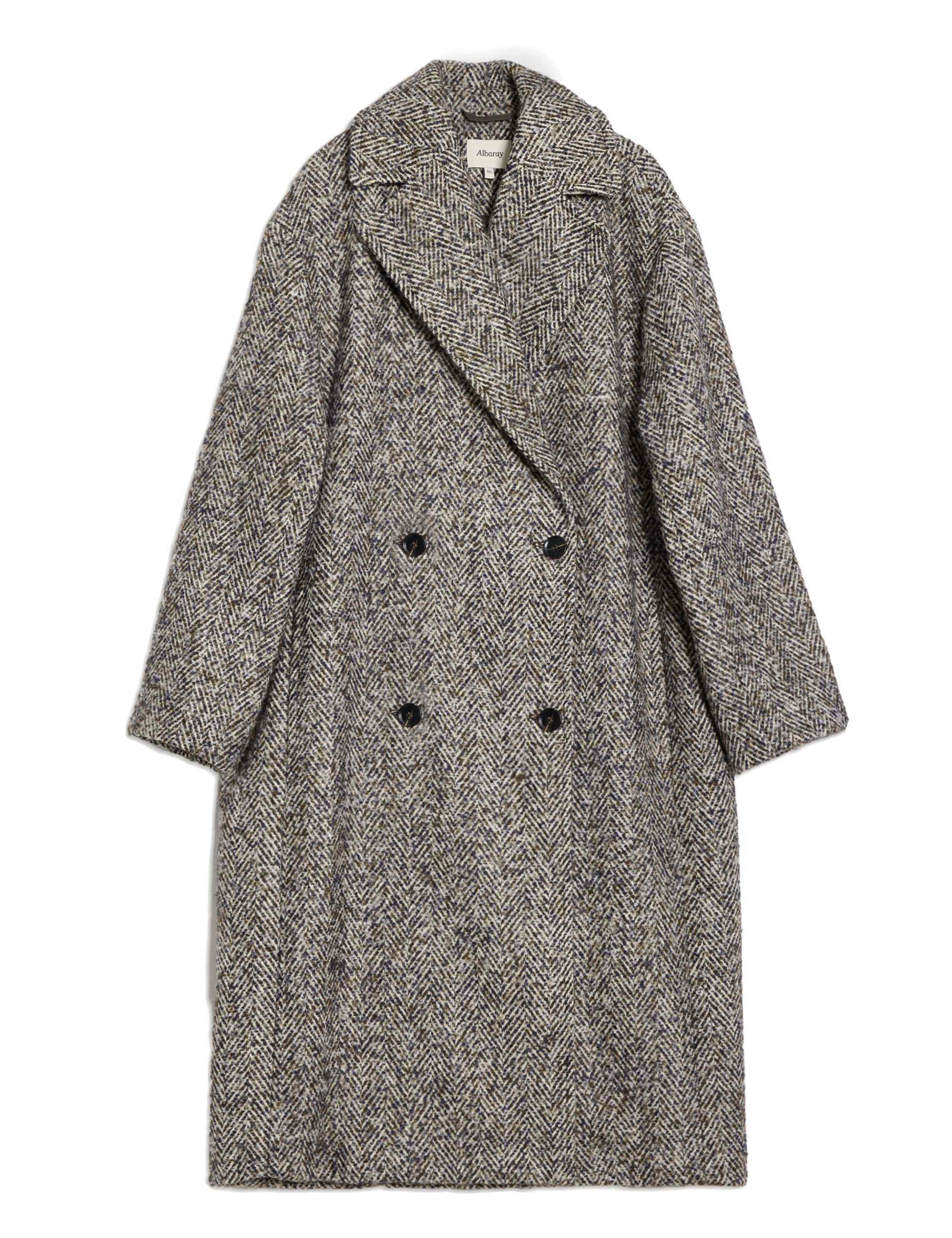 Tweed Herringbone Oversized Longline Coat 2 of 4