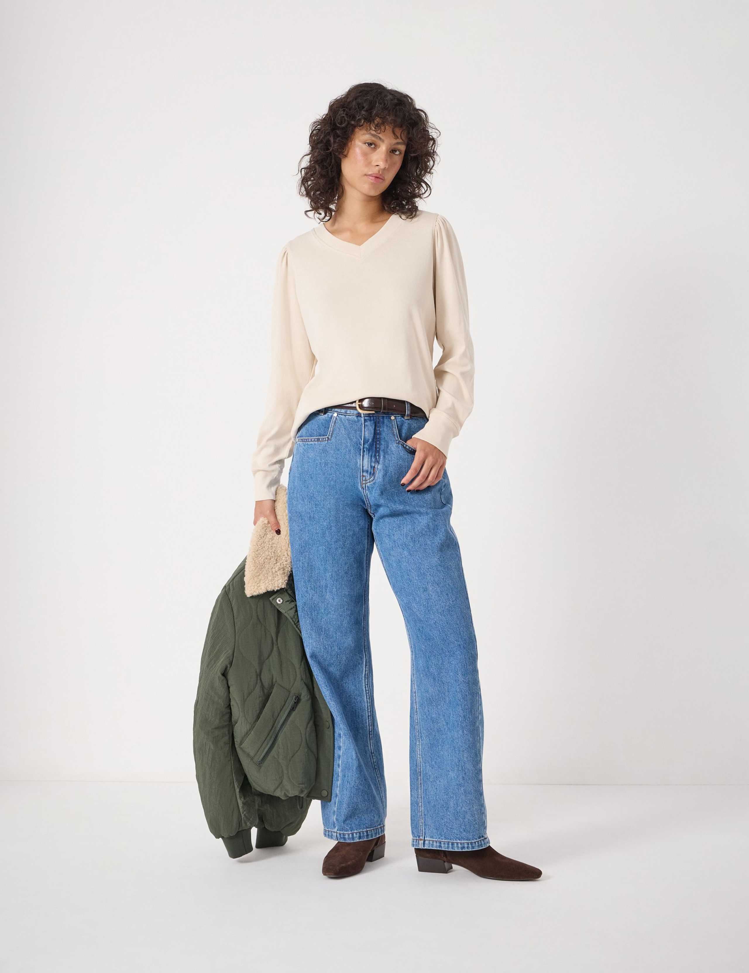 Pure Cotton V-Neck Puff Sleeve Top 3 of 5