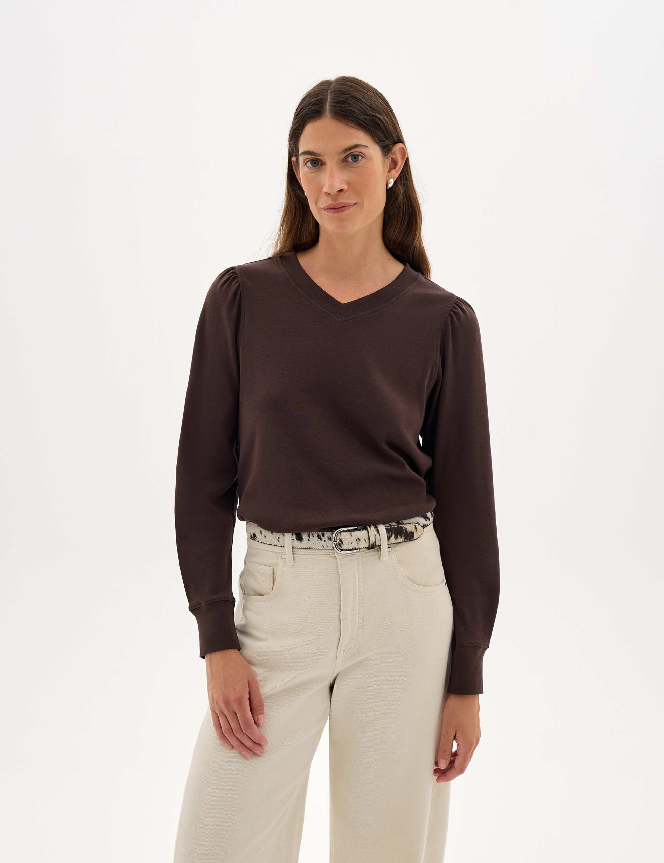 Pure Cotton V-Neck Puff Sleeve Top 1 of 5