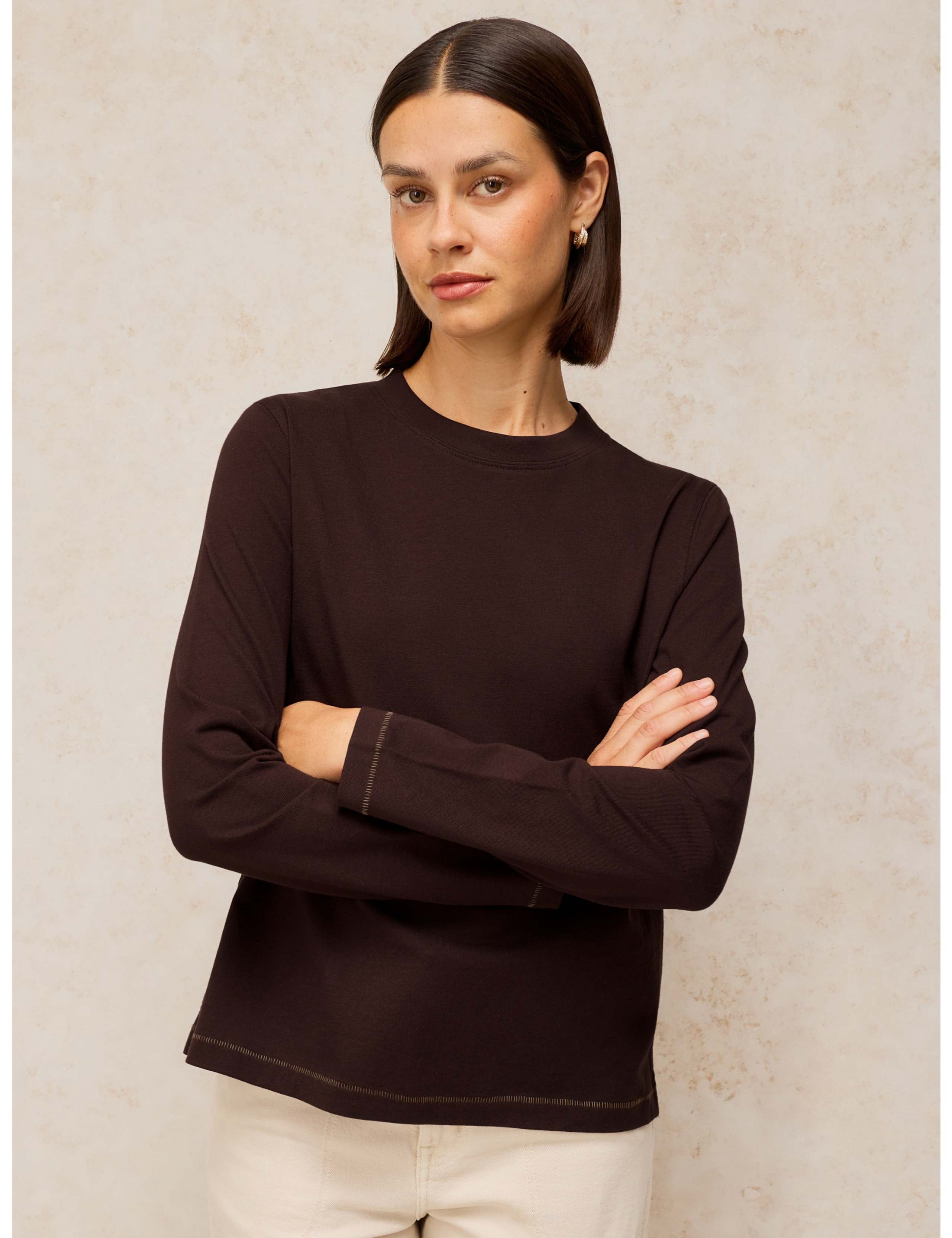 Pure Cotton Striped Stitch Detail T-Shirt 1 of 6