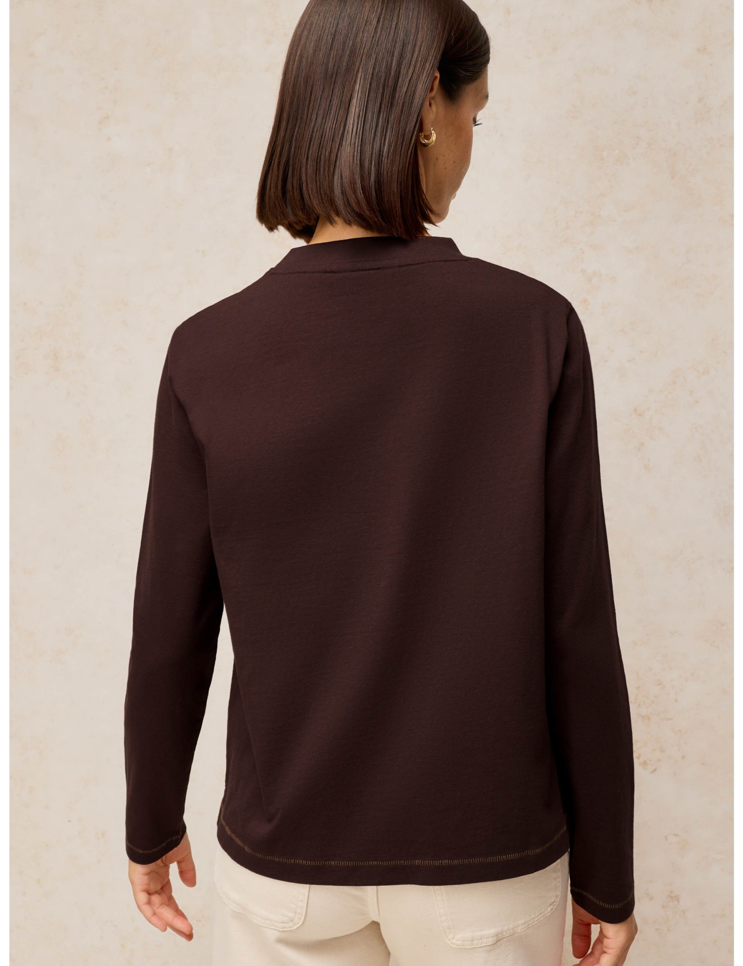 Pure Cotton Striped Stitch Detail T-Shirt 3 of 6