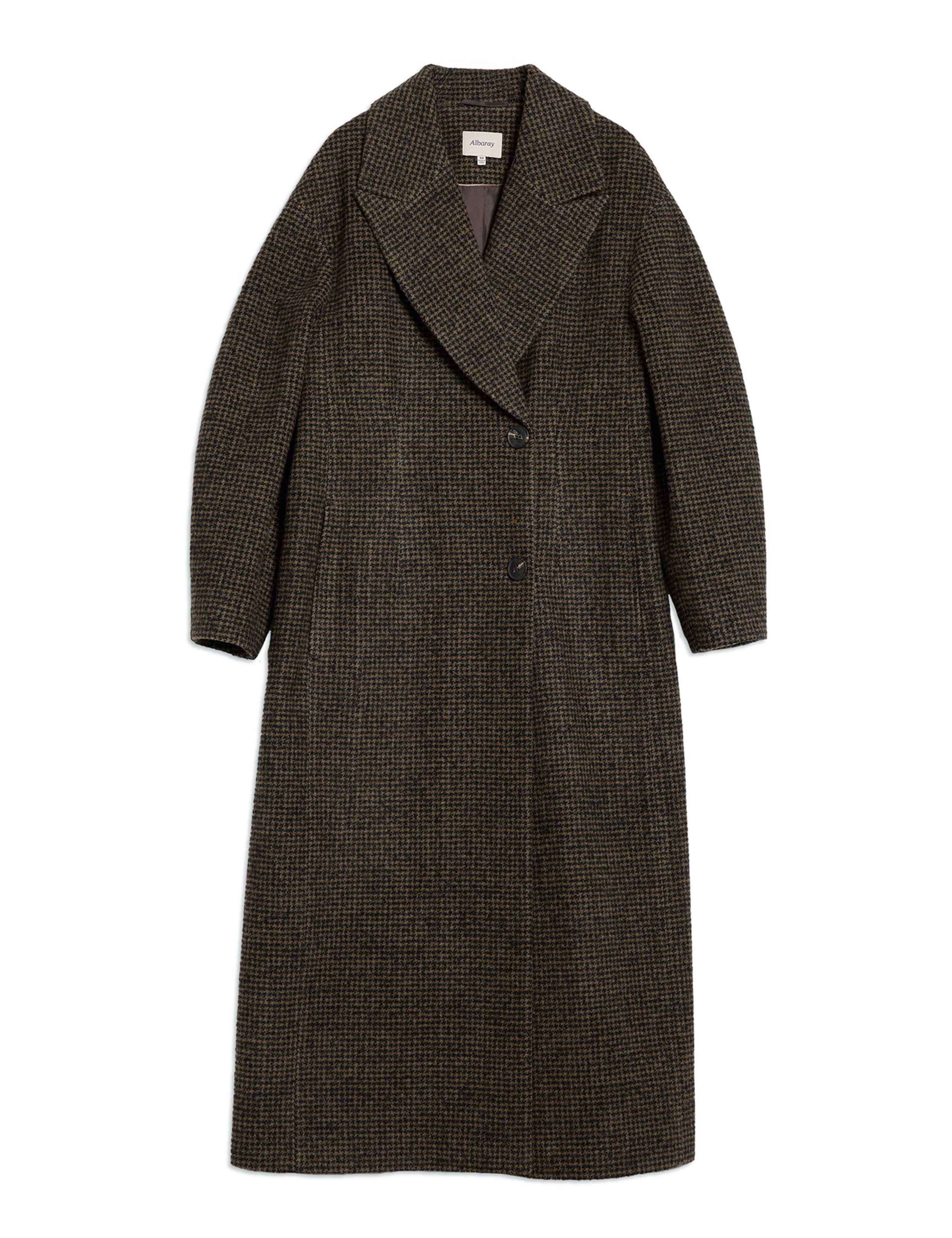 Wool Blend Tweed Checked Cocoon Coat 2 of 4