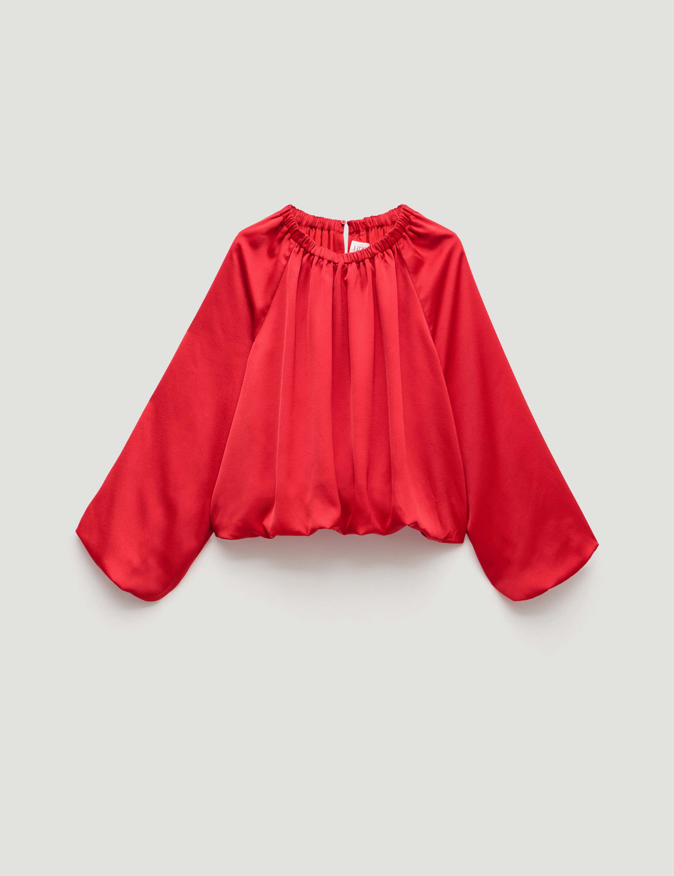 Satin Puff Sleeve Bubble Hem Top 2 of 5