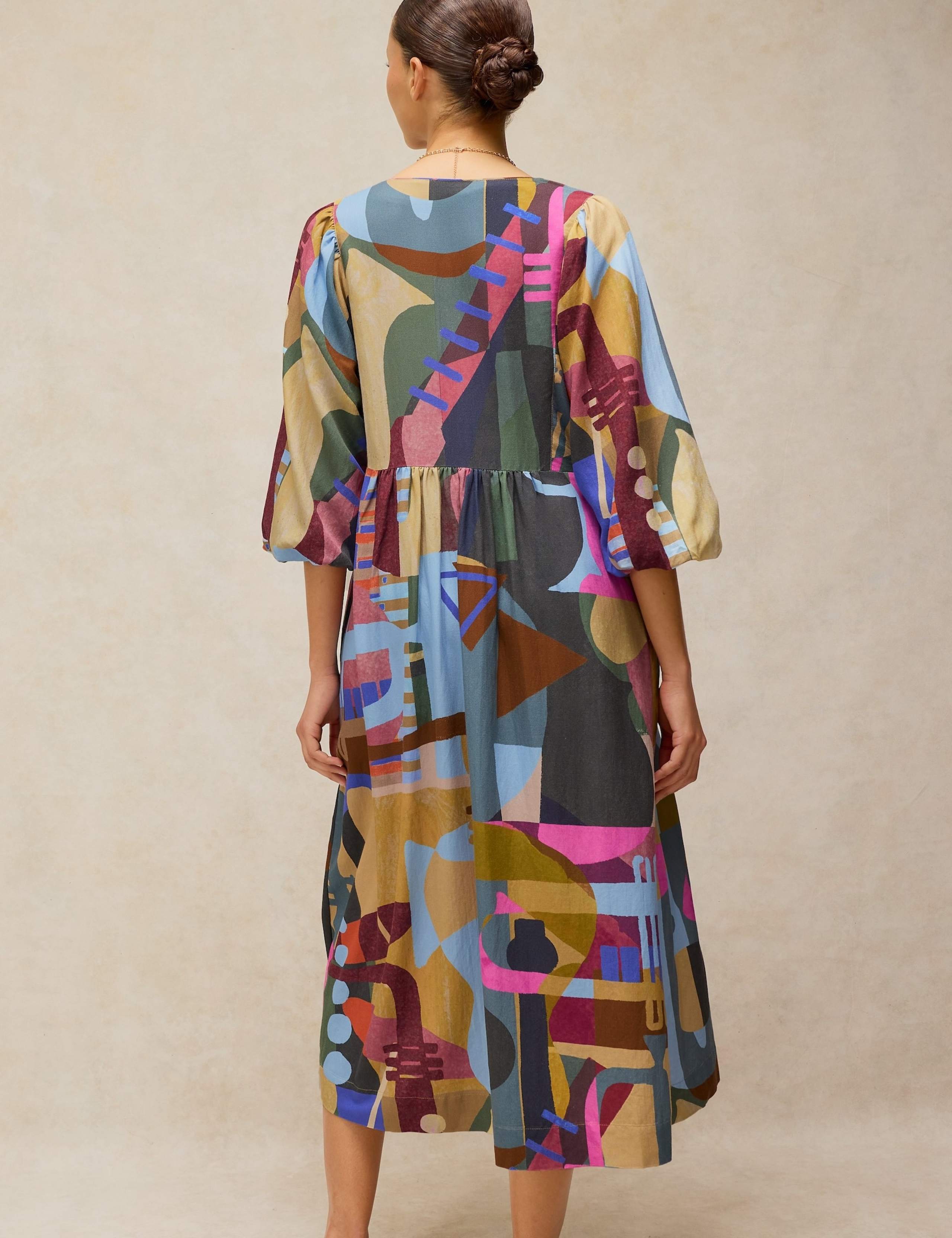 Cotton Blend Printed Midi Dress 3 of 6