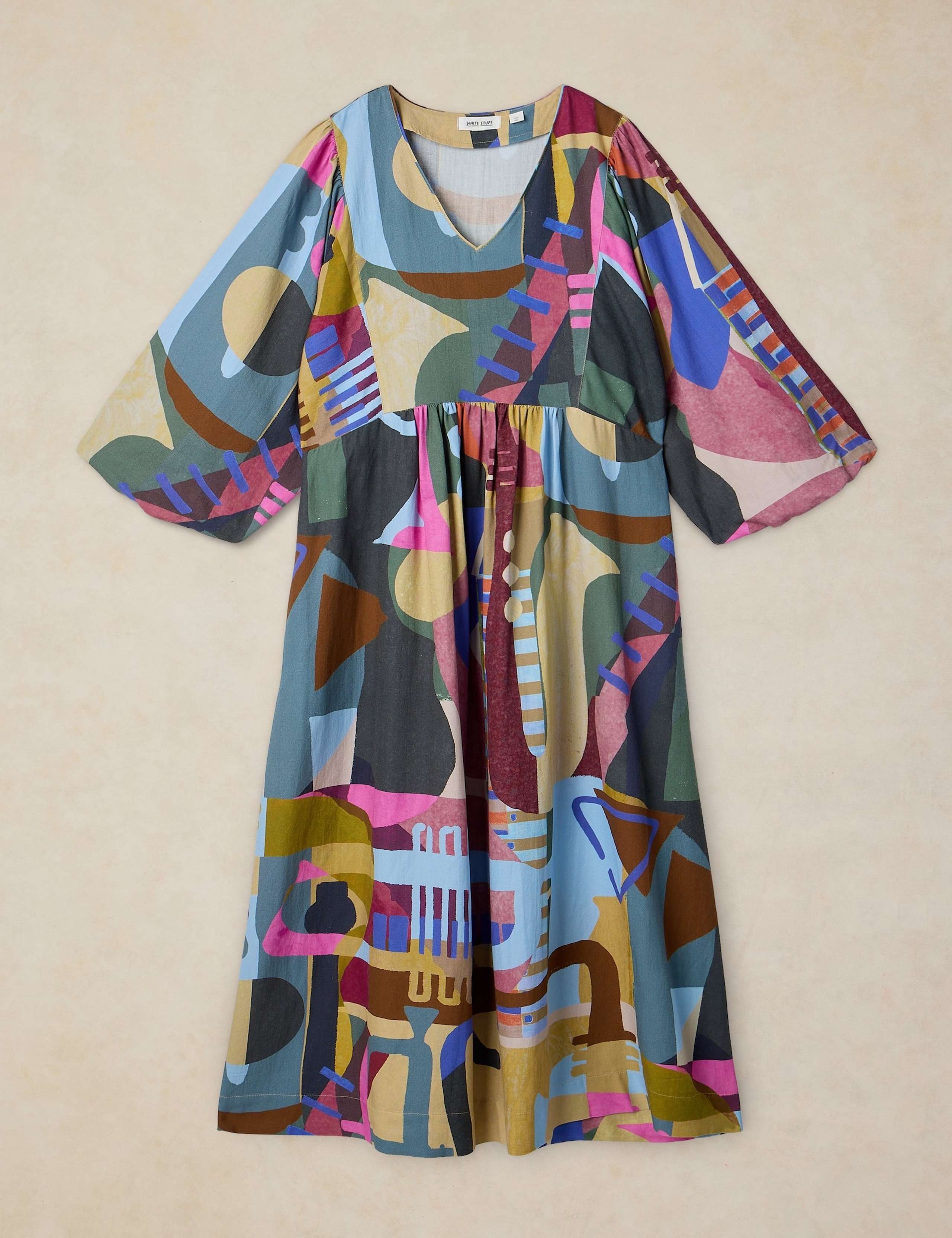 Cotton Blend Printed Midi Dress 2 of 6