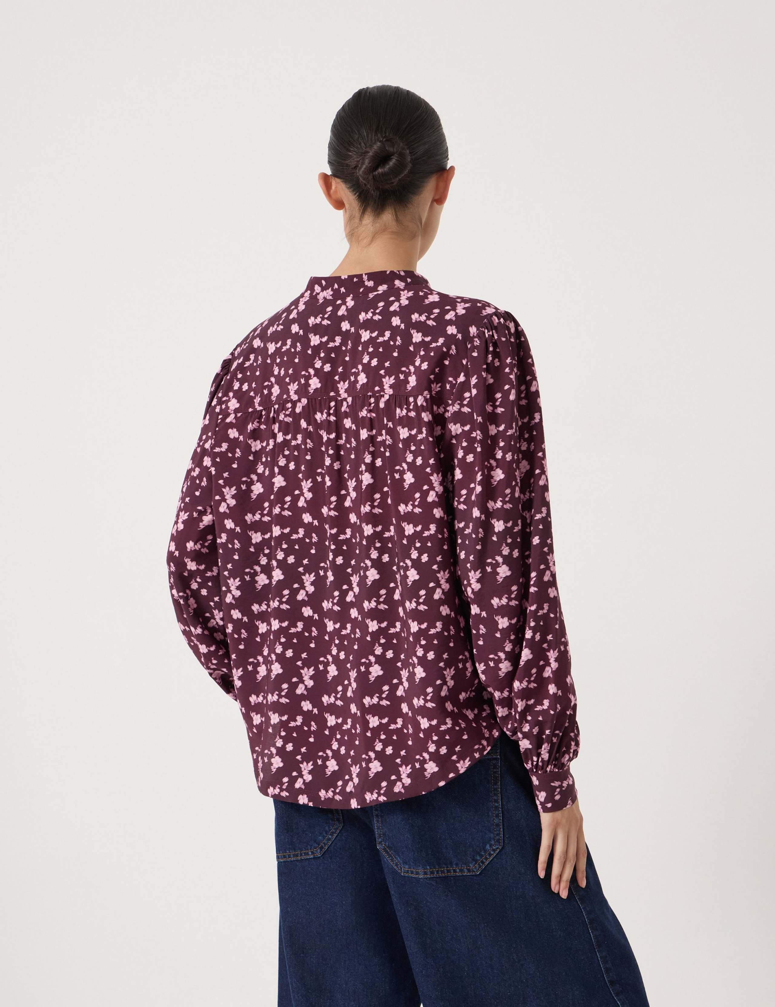 Floral Tie Front Blouson Sleeve Blouse 4 of 5