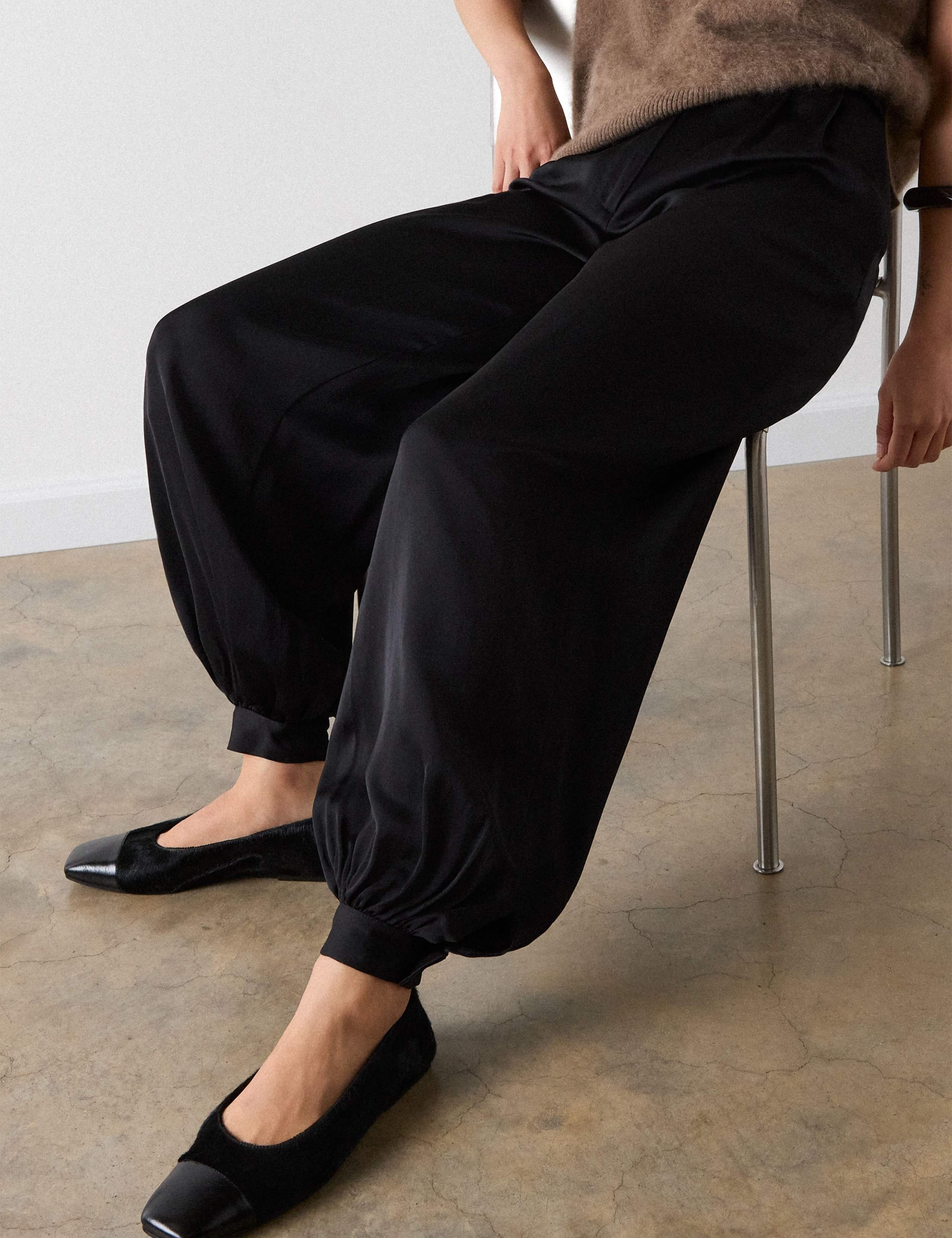Satin Pleat Front Balloon Leg Trousers 3 of 7