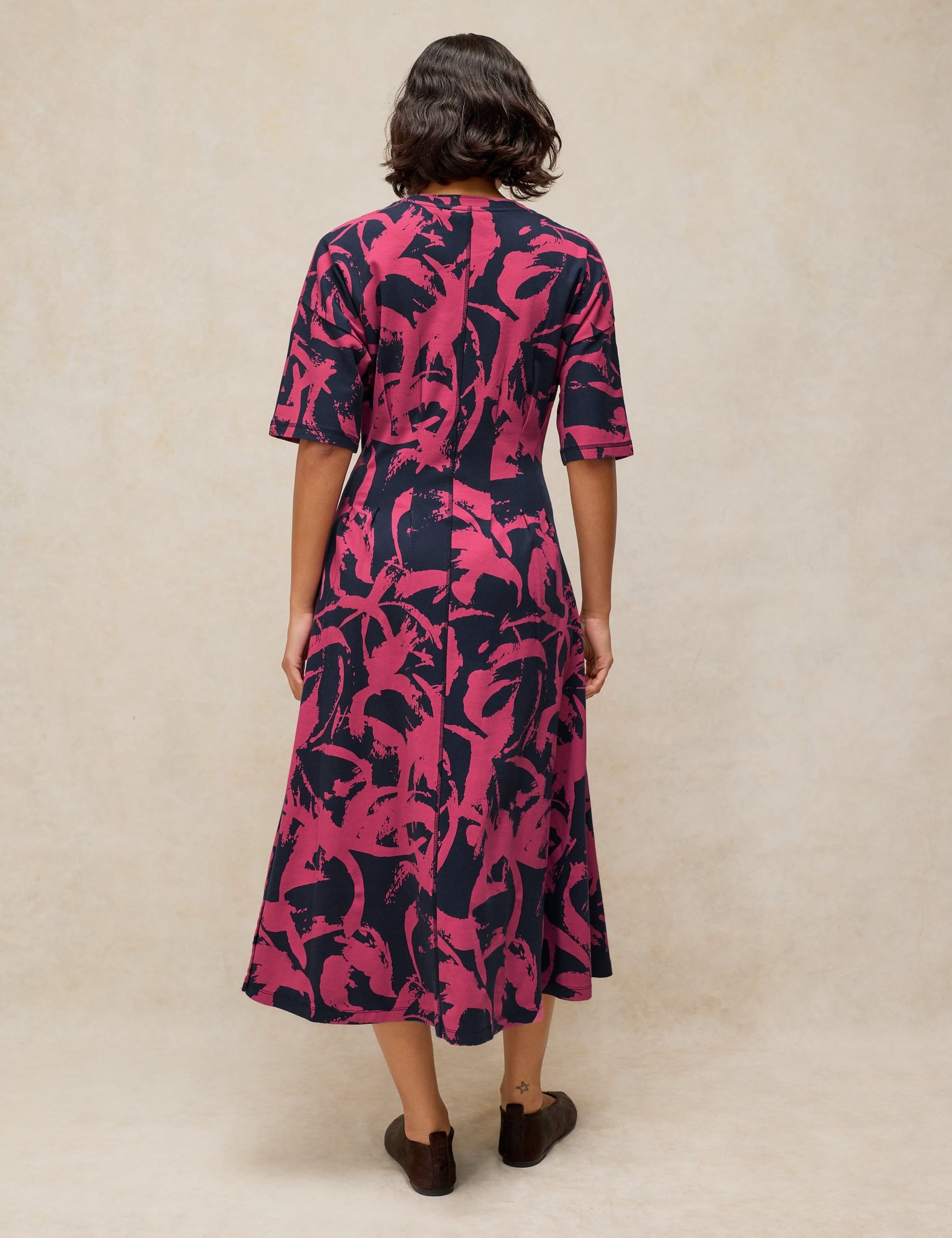 Pure Cotton Floral Belted Midi Tea Dress 3 of 5