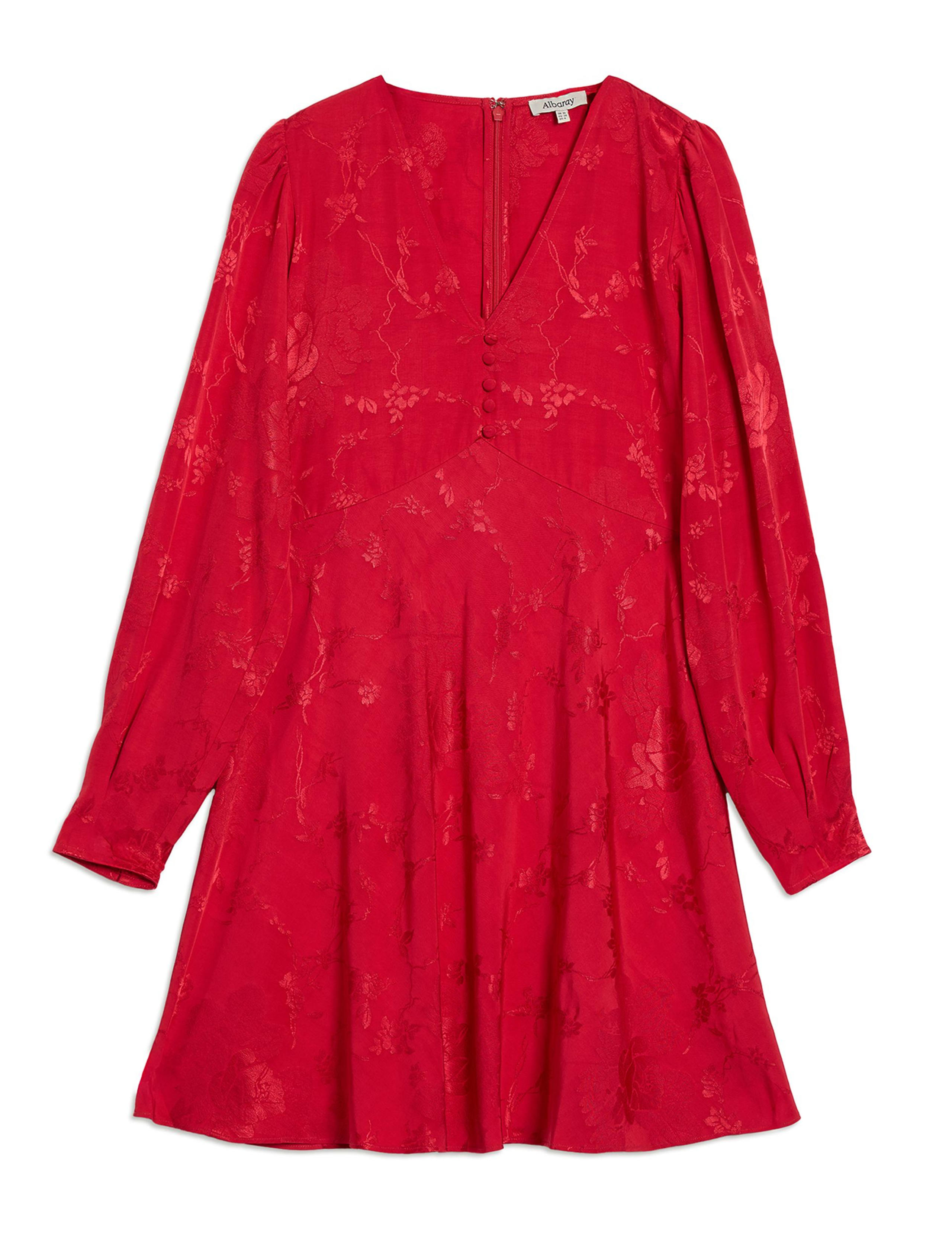 Satin Jacquard V-Neck Mini Skater Dress 2 of 4