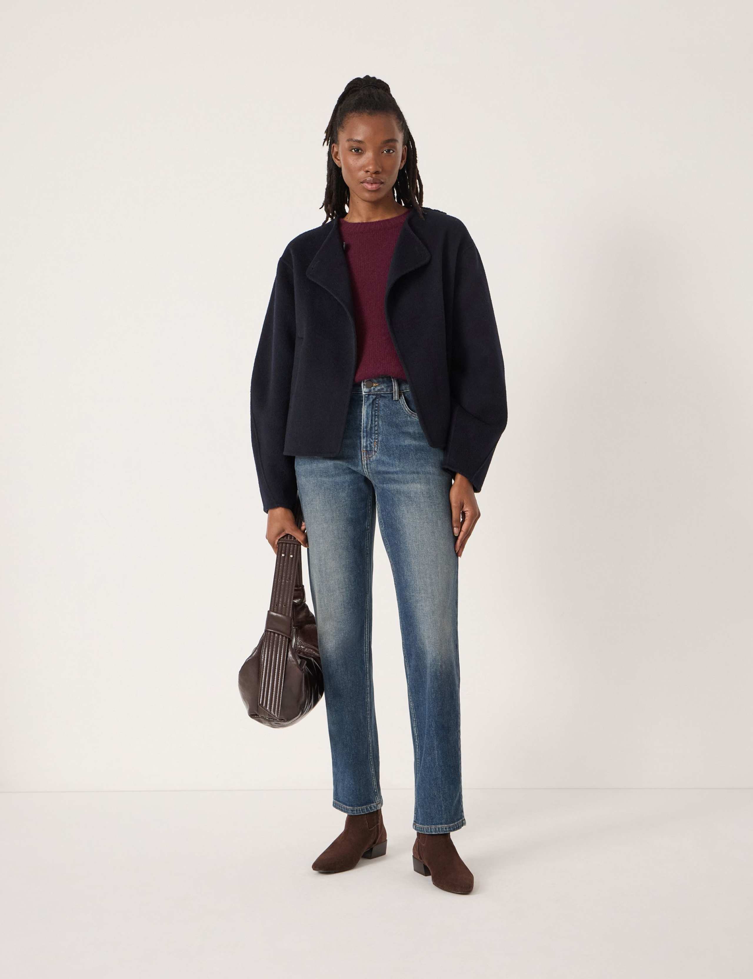 Mid Rise Straight Leg Turn Up Jeans 3 of 6