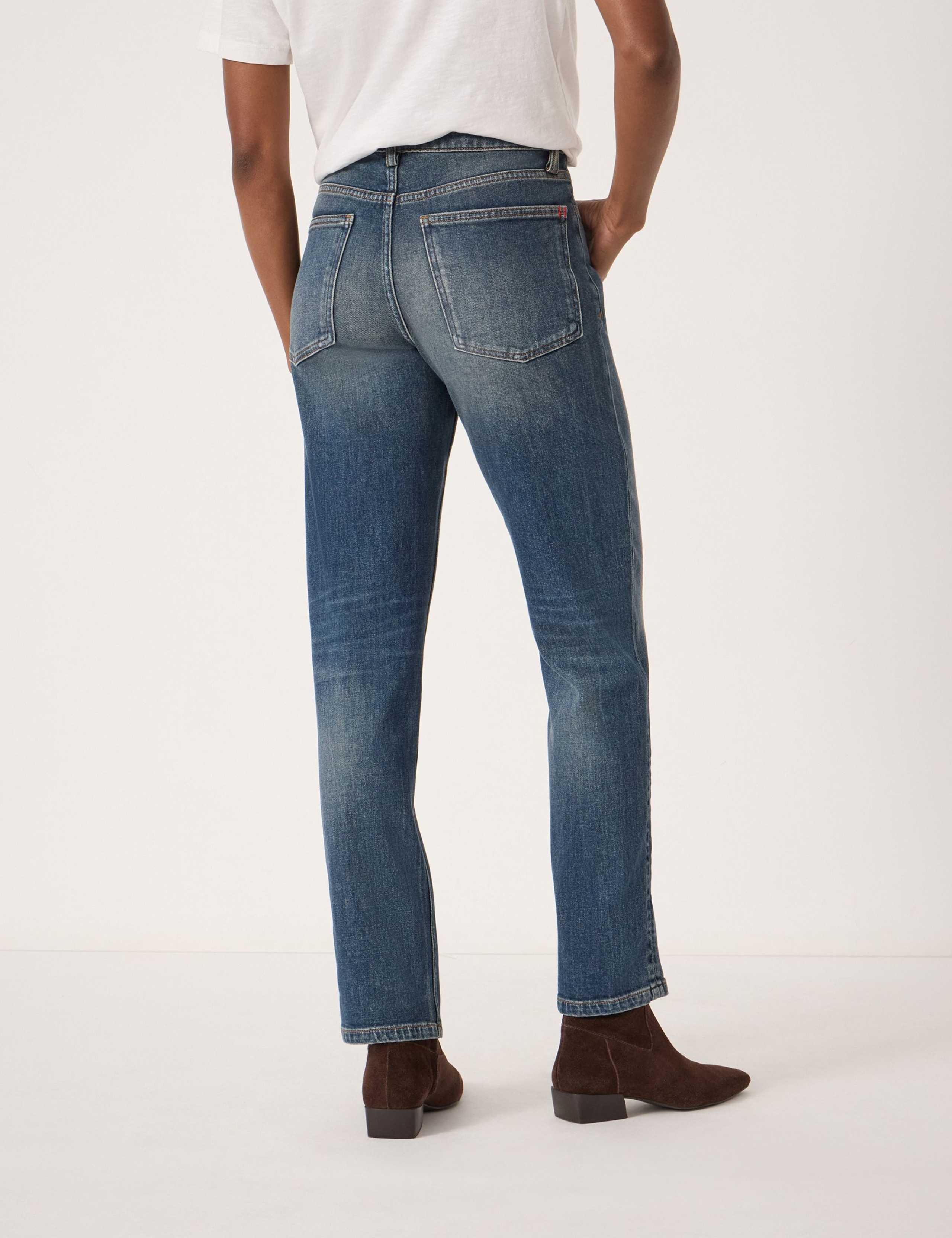 Mid Rise Straight Leg Turn Up Jeans 5 of 6