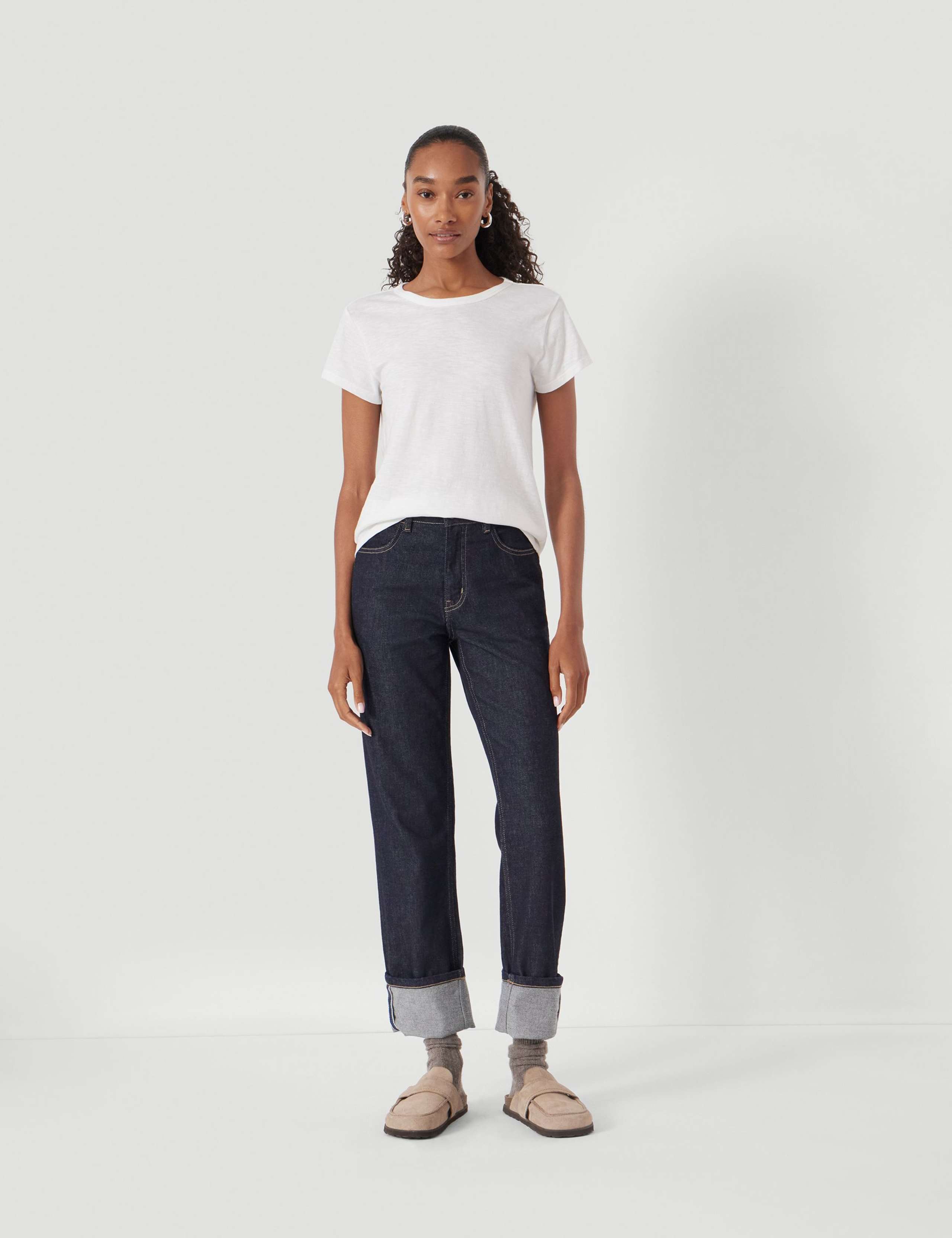 Mid Rise Straight Leg Turn Up Jeans 6 of 7