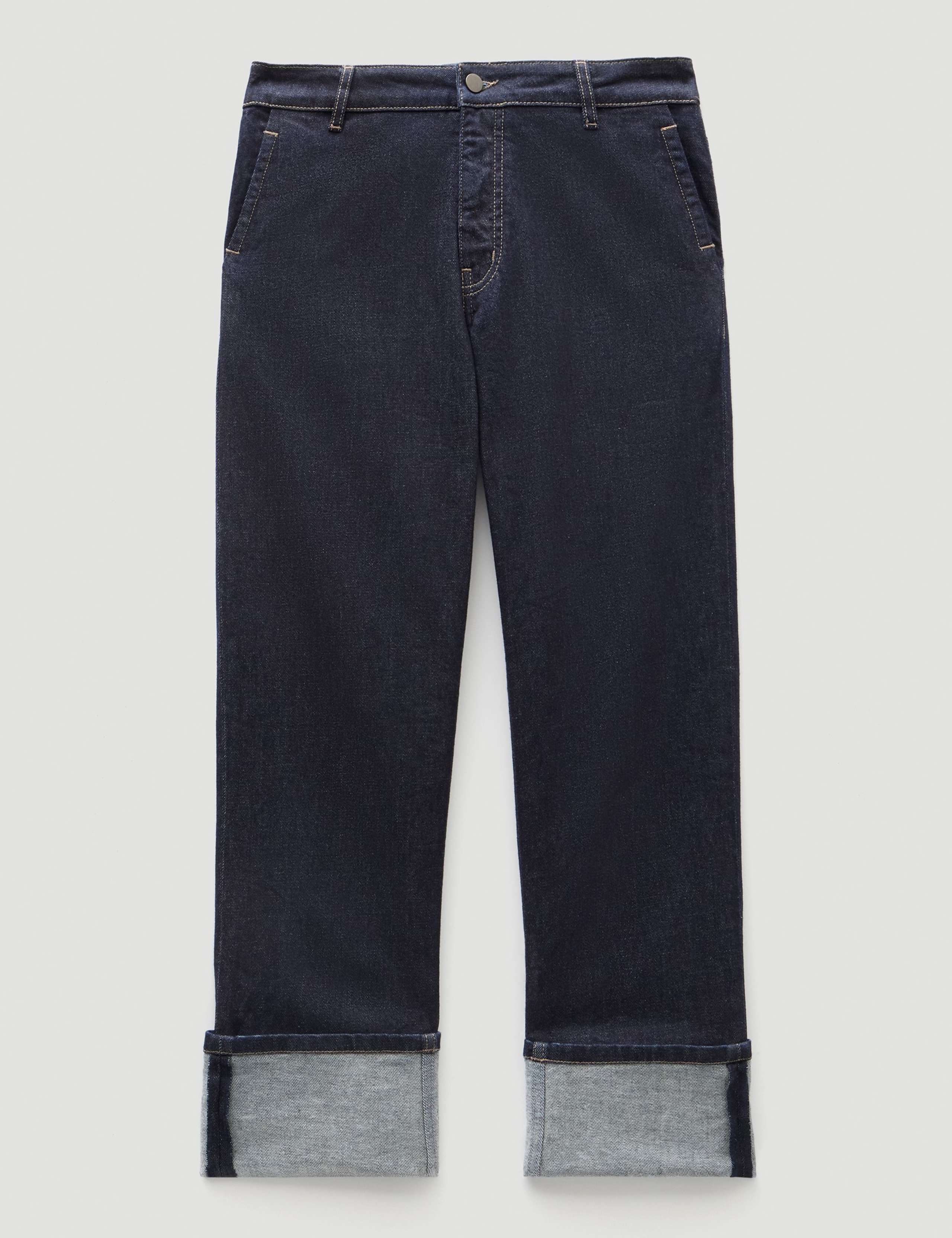 Mid Rise Straight Leg Turn Up Jeans 2 of 7