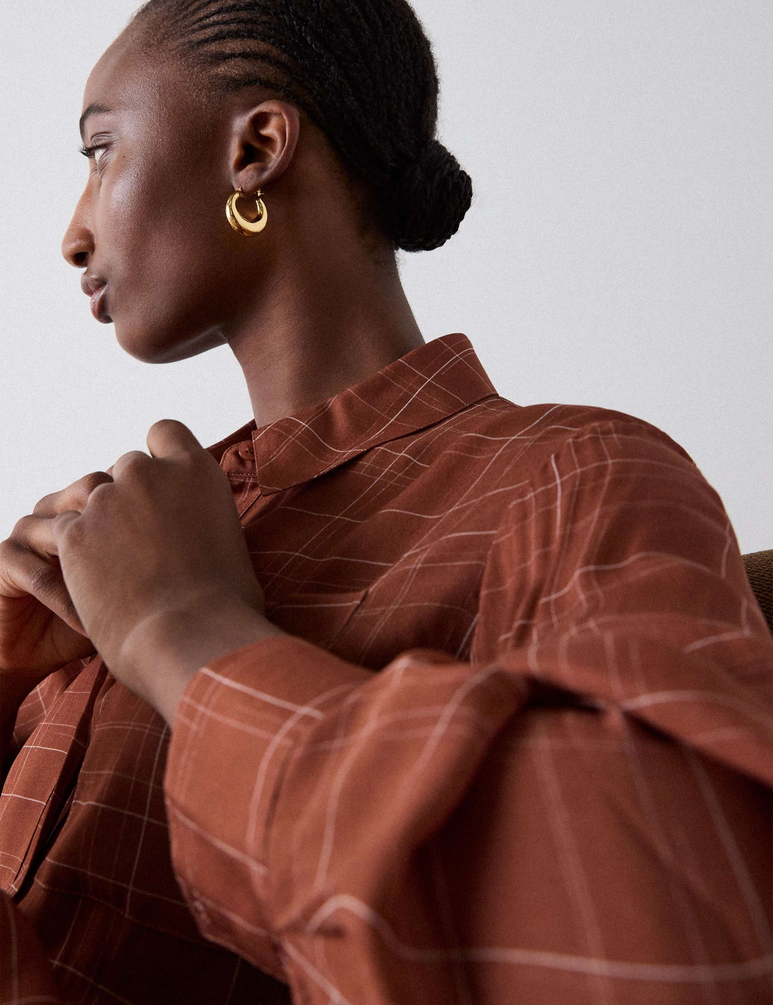 Sheer Checked Collared Button Through Shirt 4 of 6