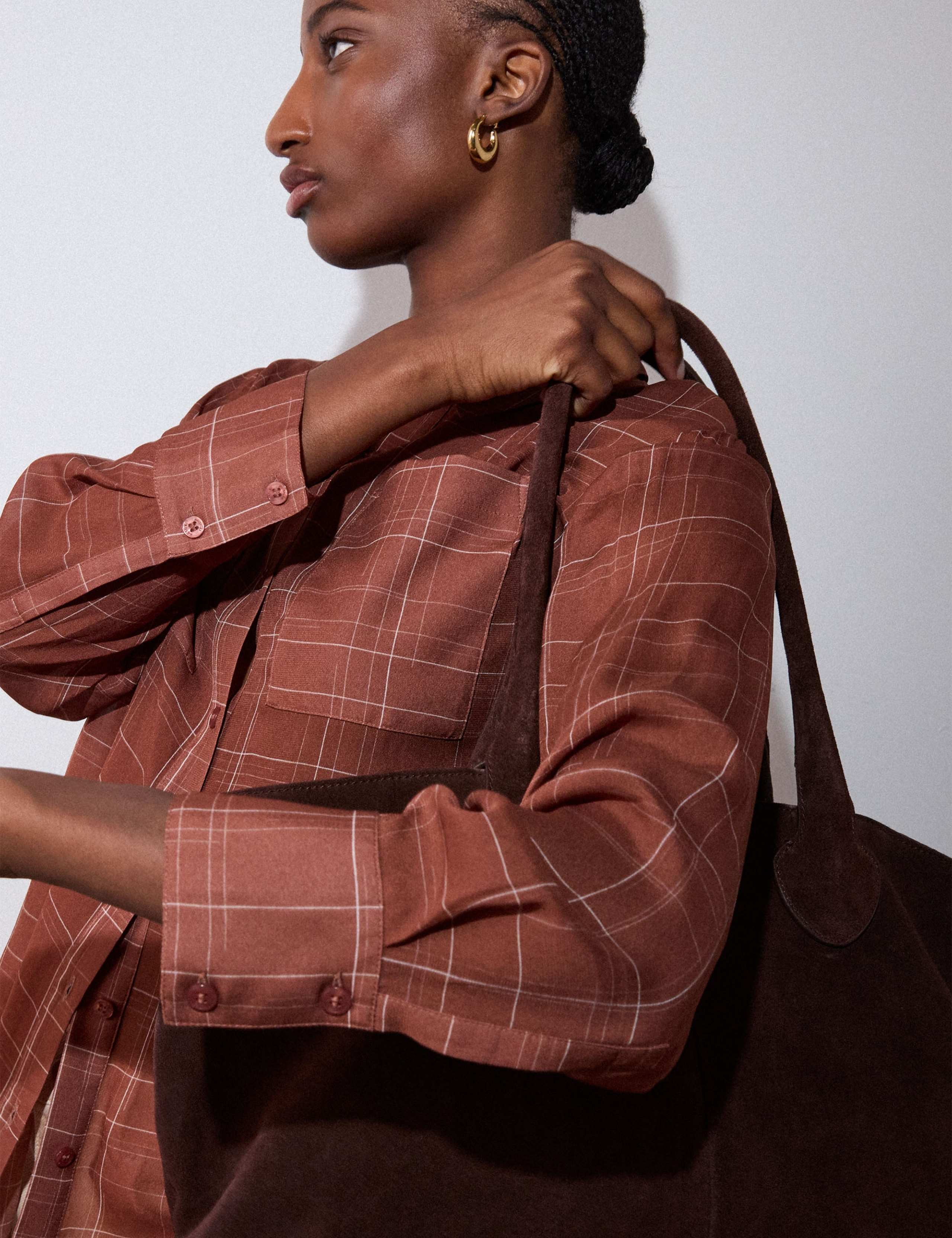 Sheer Checked Collared Button Through Shirt 5 of 6