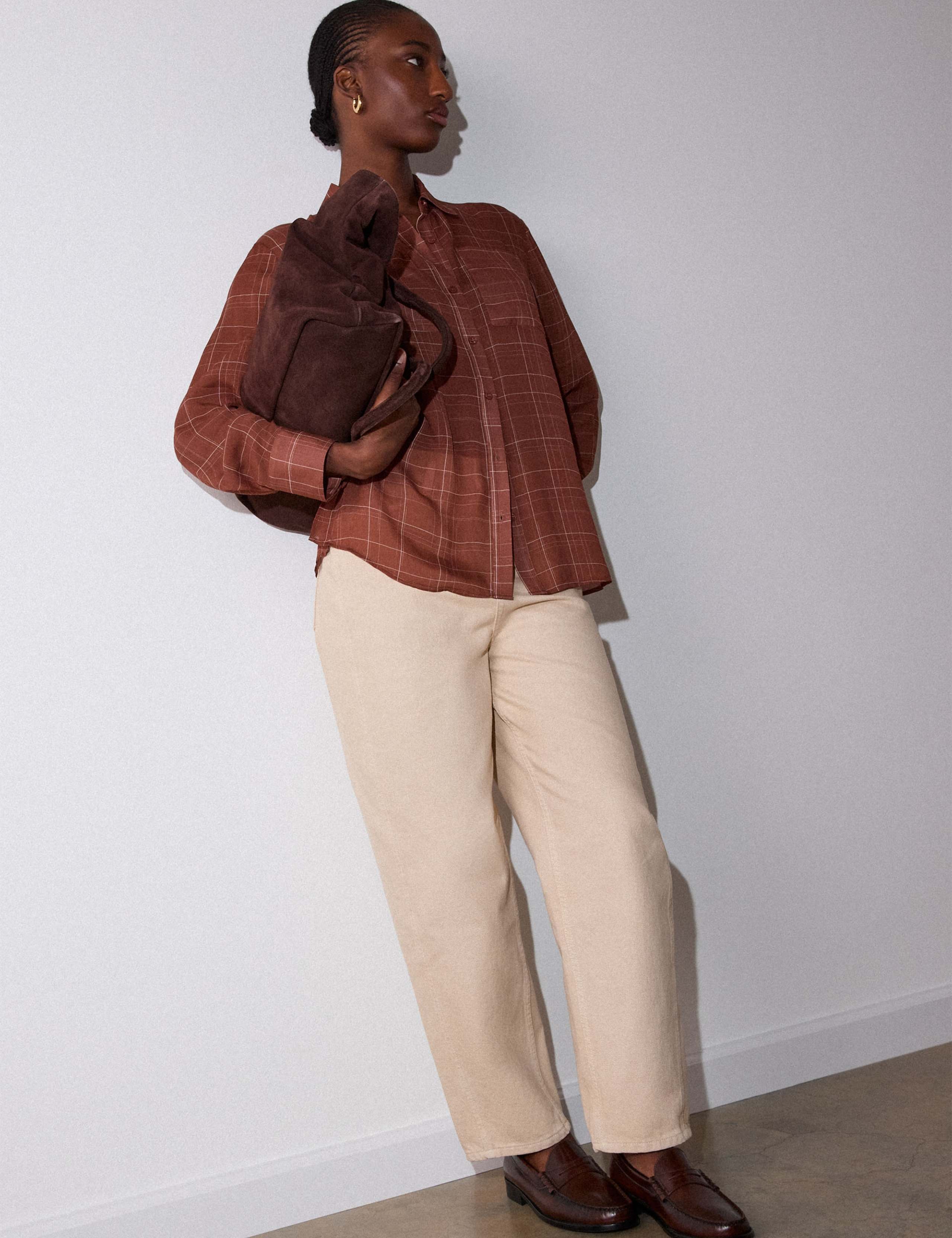 Sheer Checked Collared Button Through Shirt 6 of 6