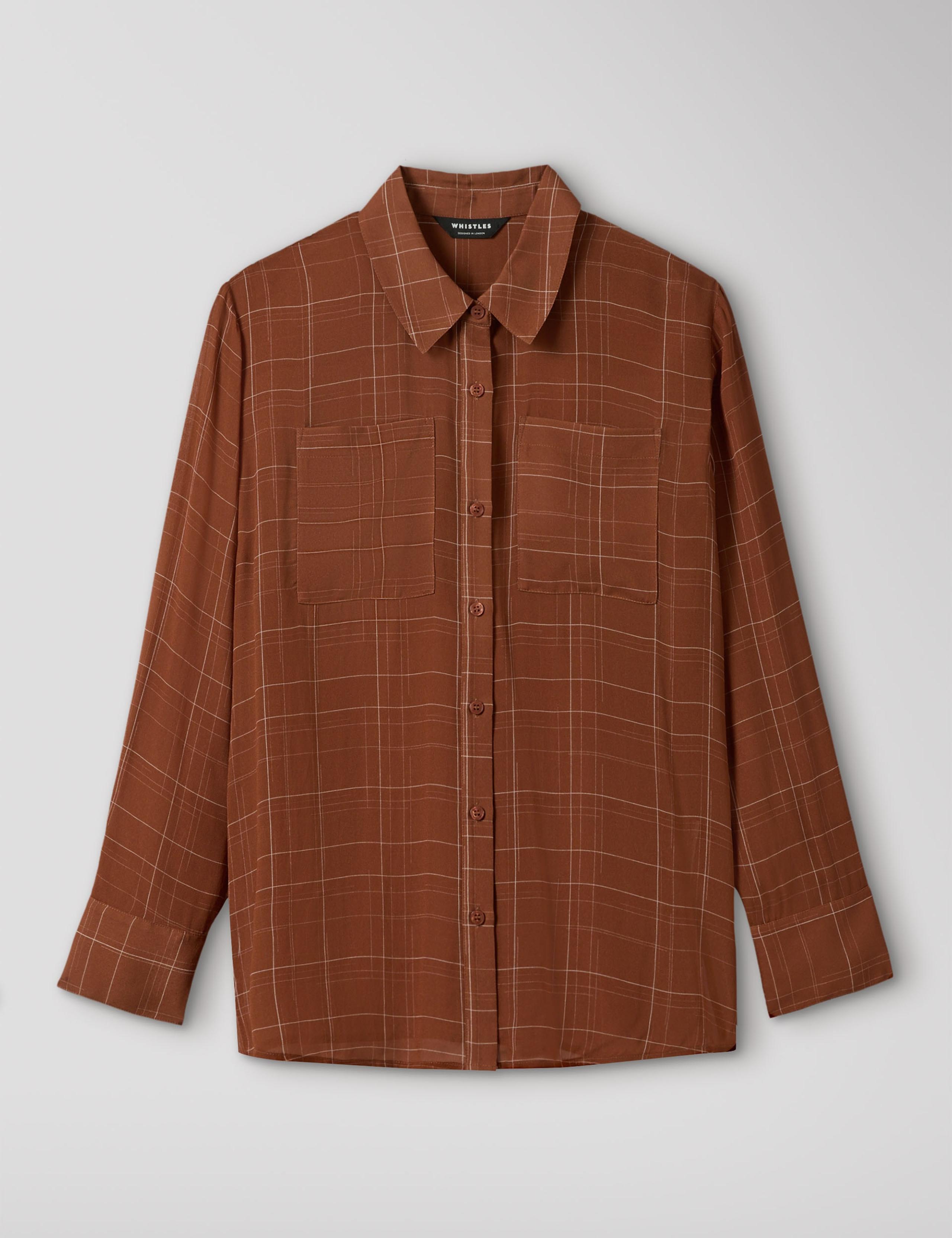 Sheer Checked Collared Button Through Shirt 2 of 6
