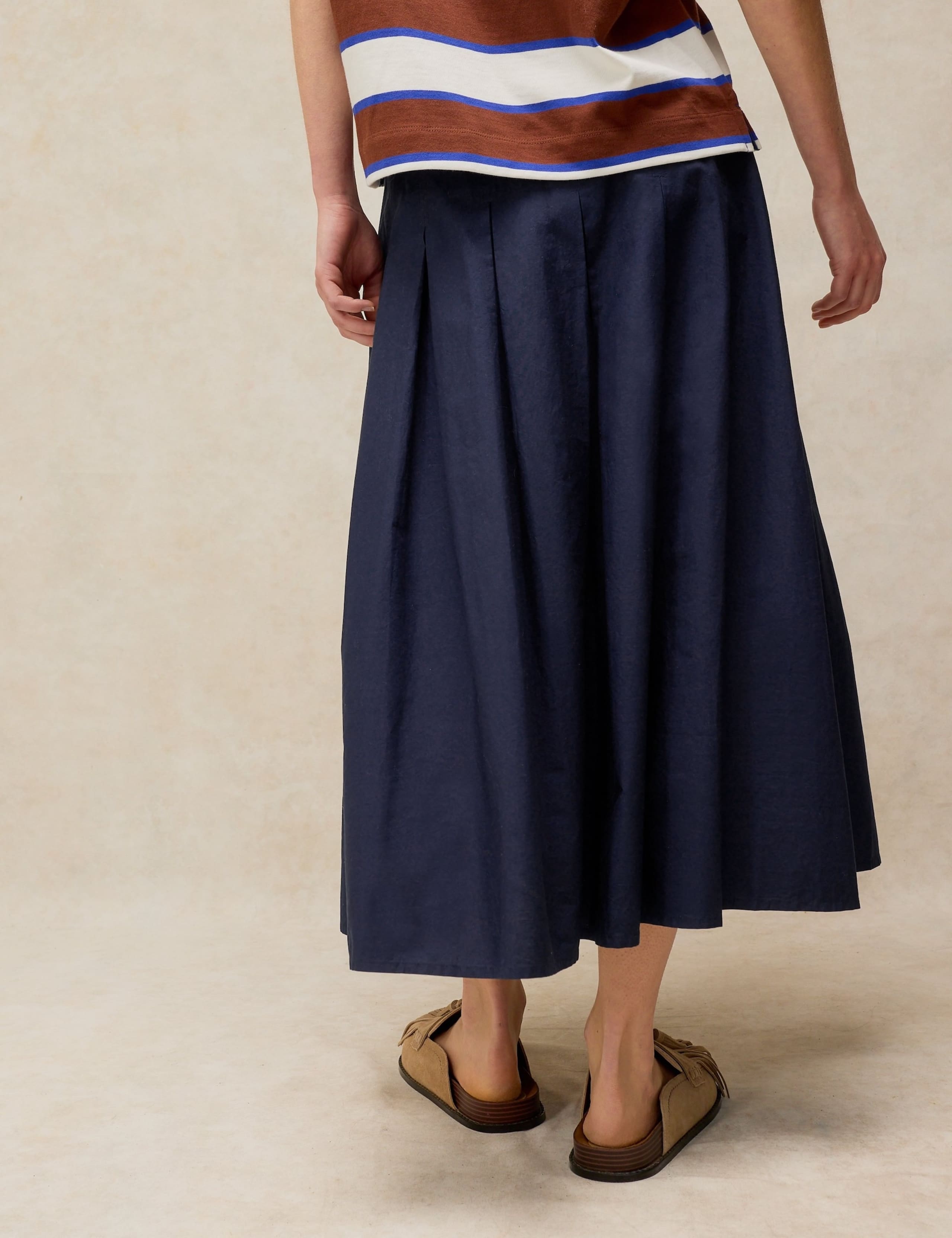 Pure Cotton Midi A-Line Skirt 3 of 6