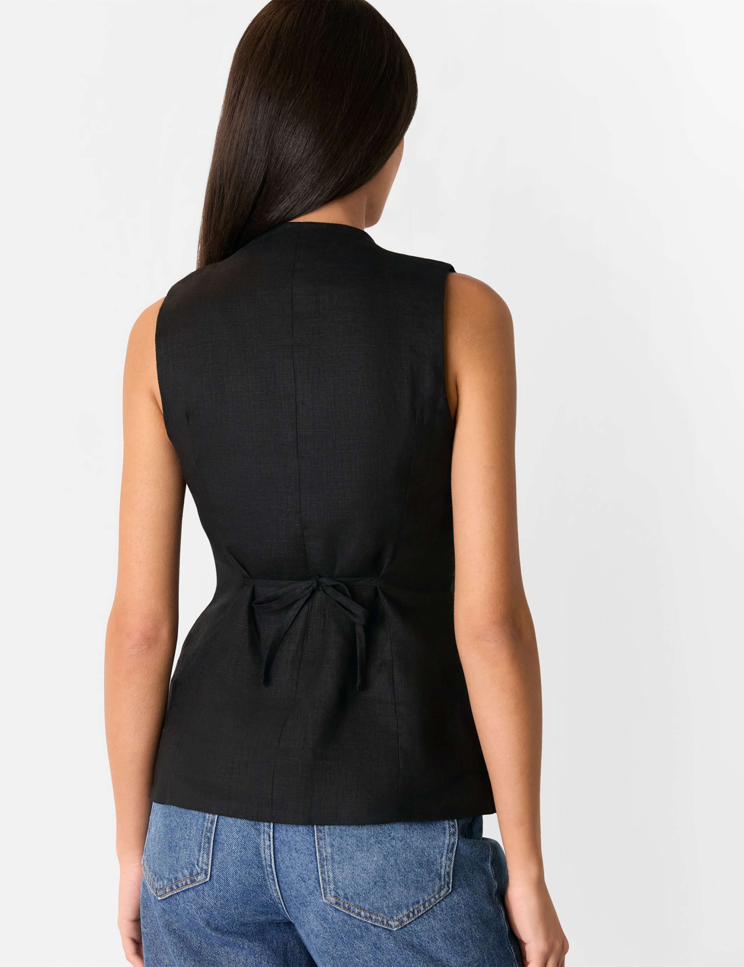 Pure Linen Slim Single Breasted Waistcoat 3 of 4