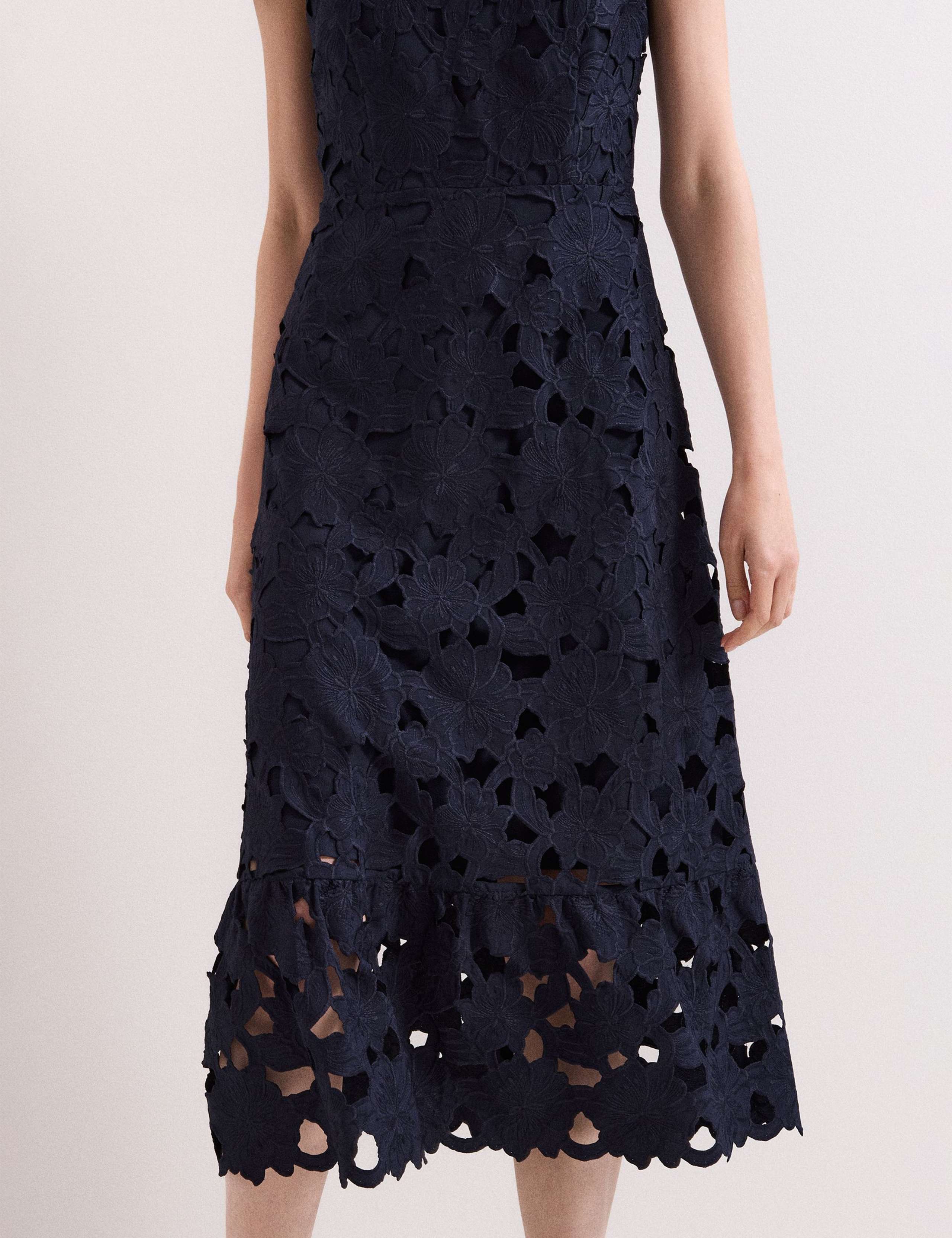 Lace Cutwork Detail Midi Skater Dress 6 of 9