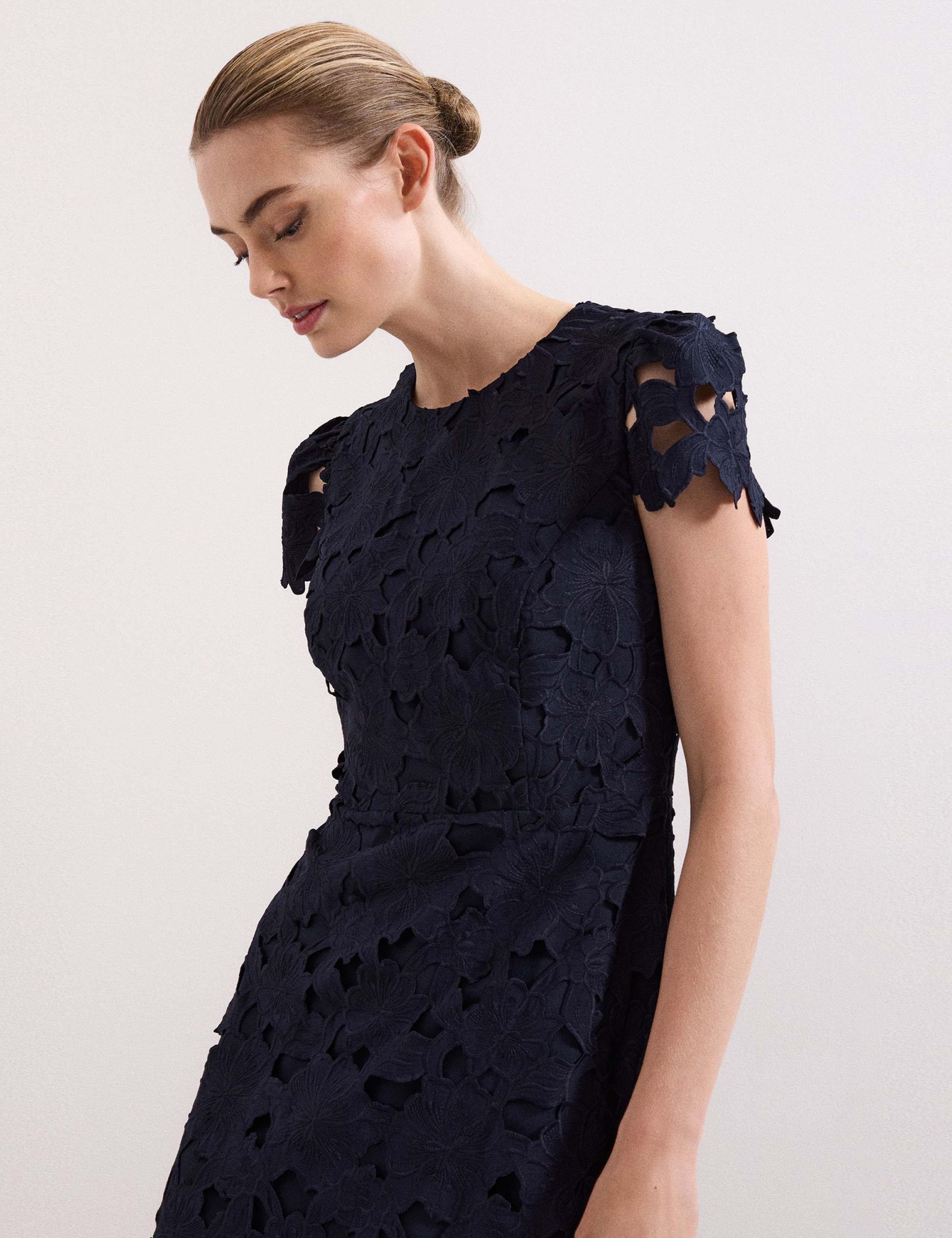 Lace Cutwork Detail Midi Skater Dress 7 of 9