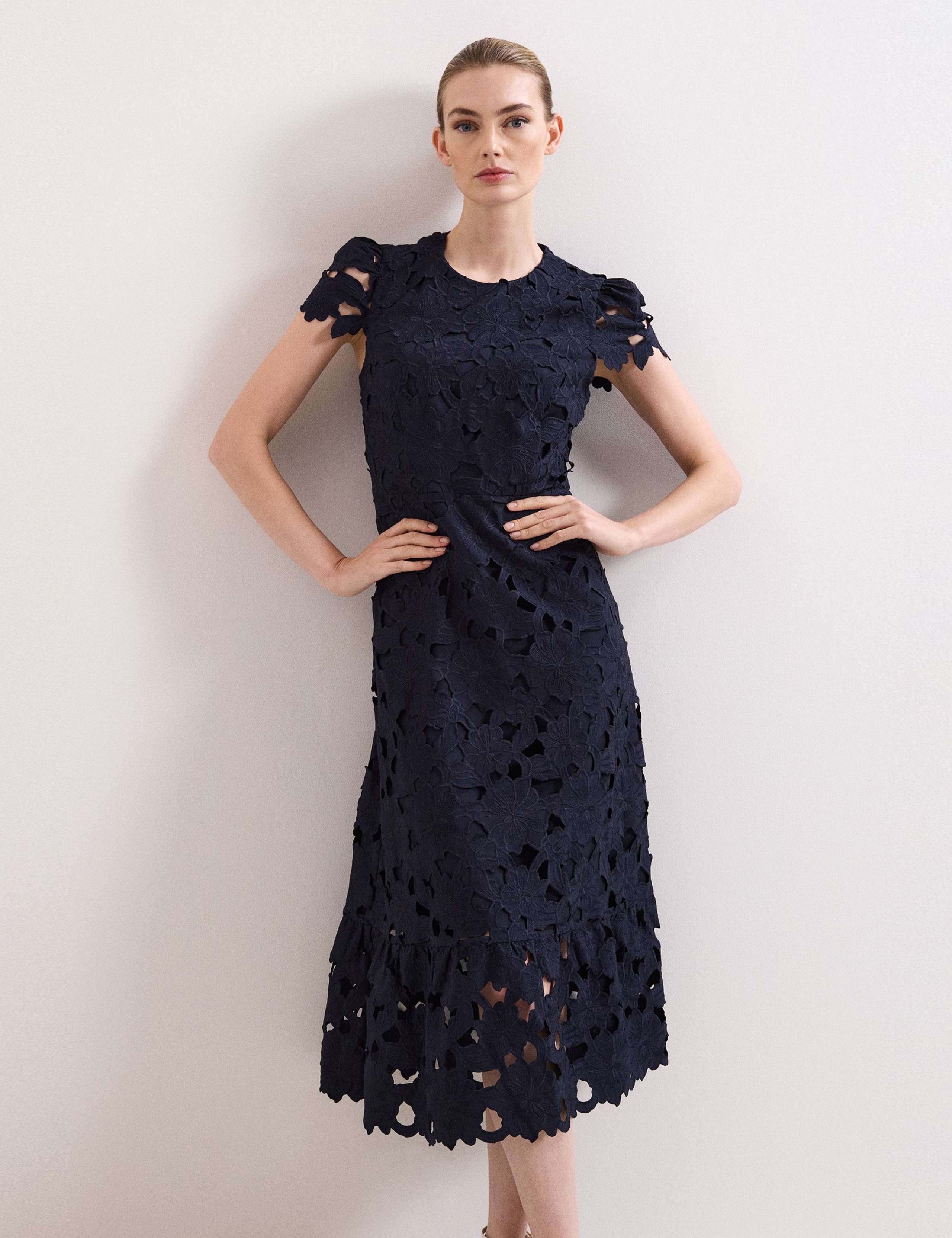 Lace Cutwork Detail Midi Skater Dress 9 of 9