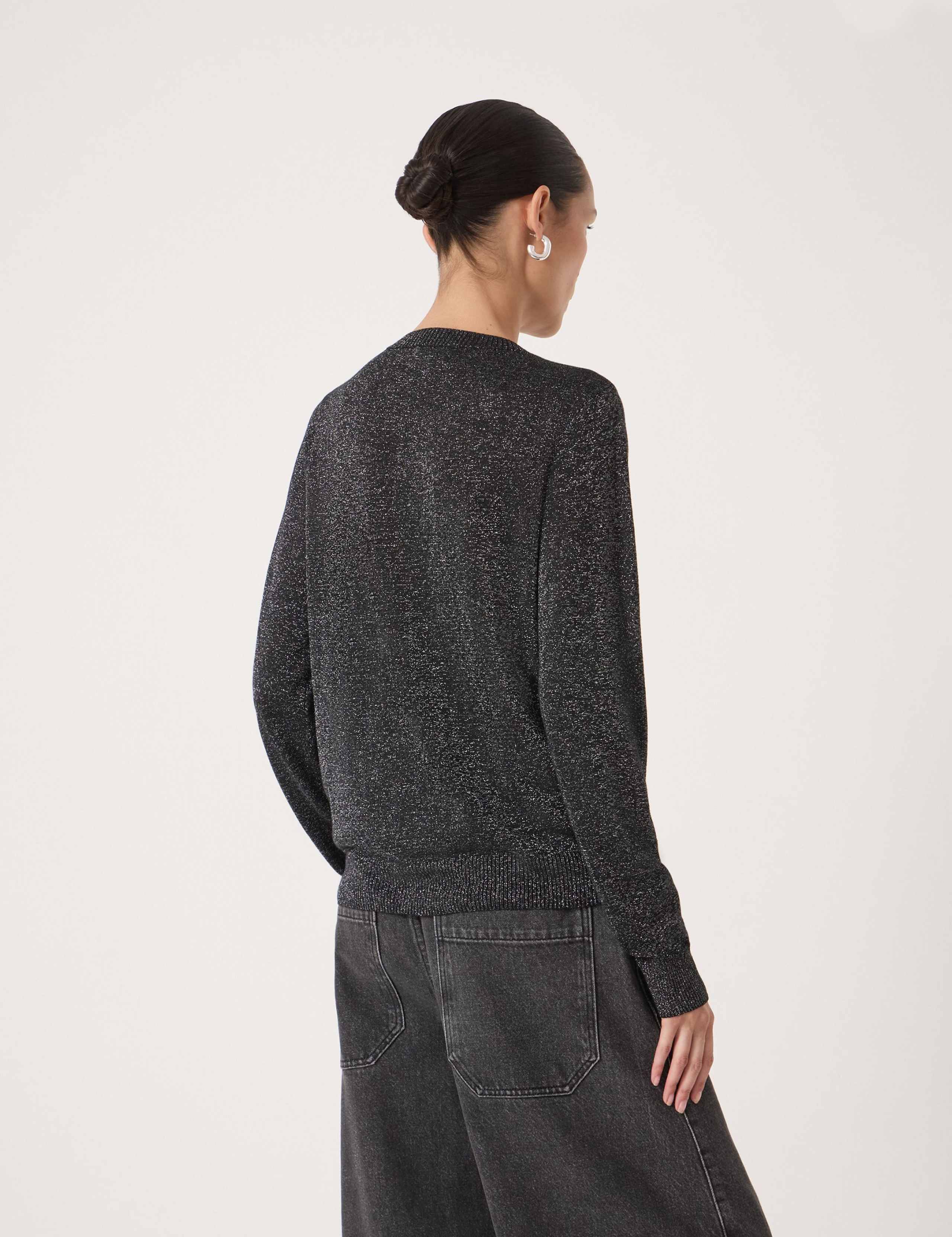 Crew Neck Metallic Slim Fit Cardigan 4 of 6