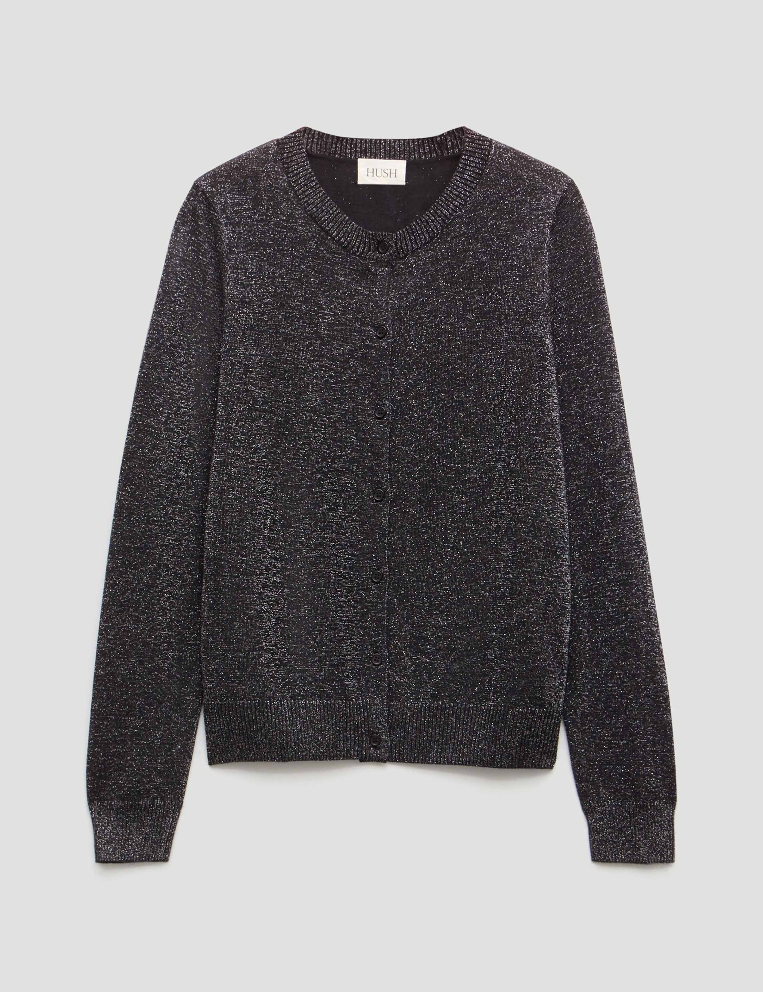 Crew Neck Metallic Slim Fit Cardigan 2 of 6