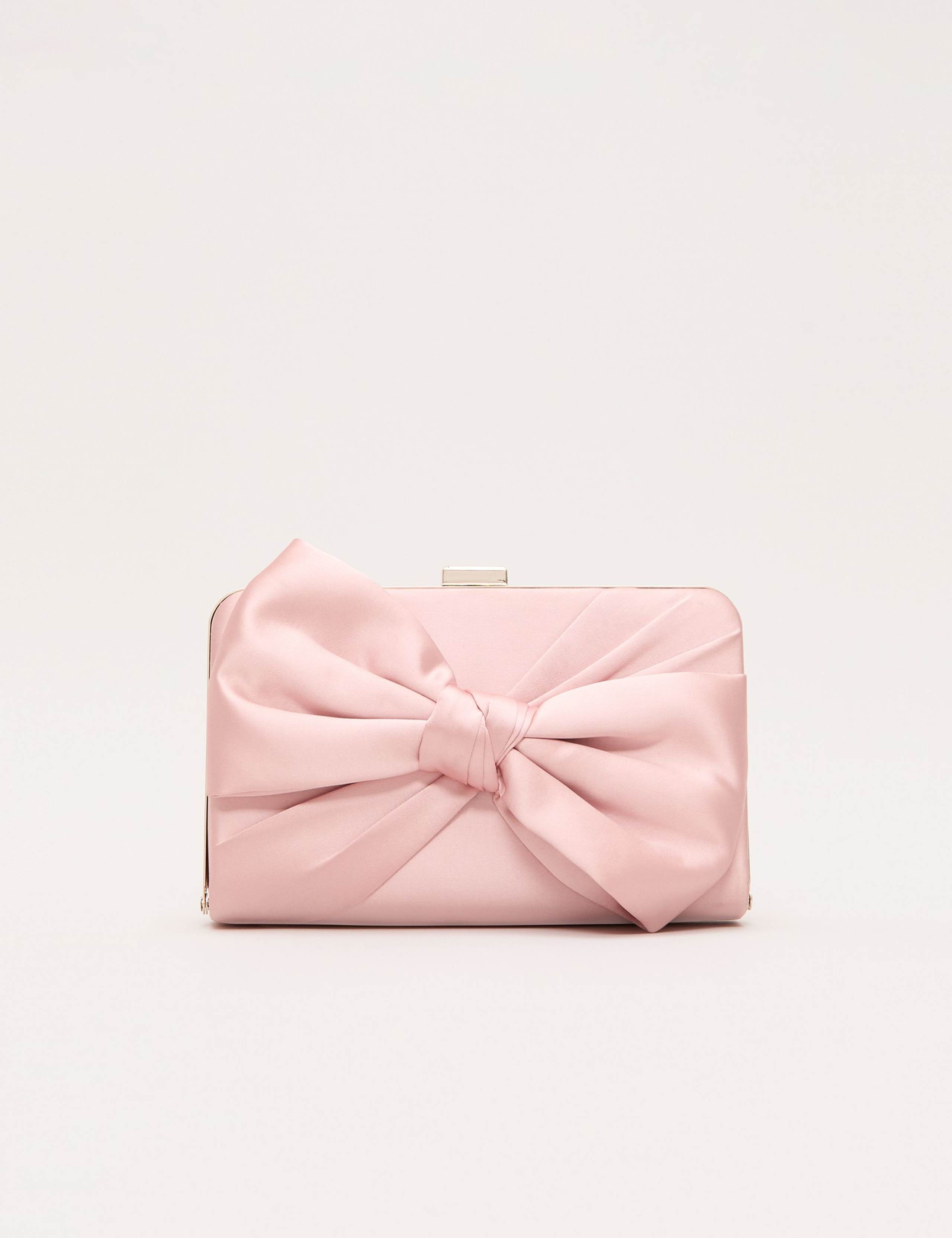 Satin Bow Chain Strap Clutch Bag 1 of 9