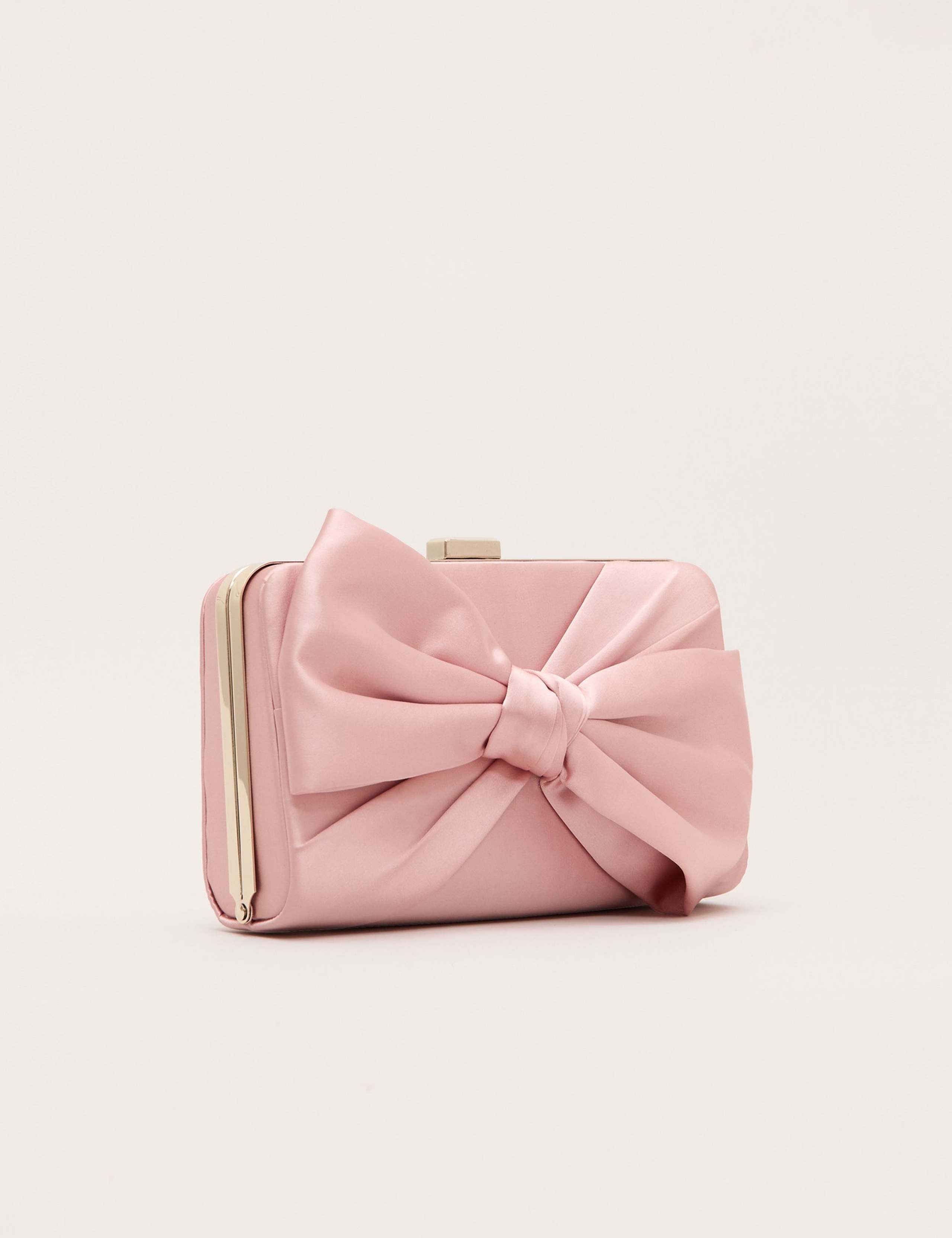 Satin Bow Chain Strap Clutch Bag 2 of 9